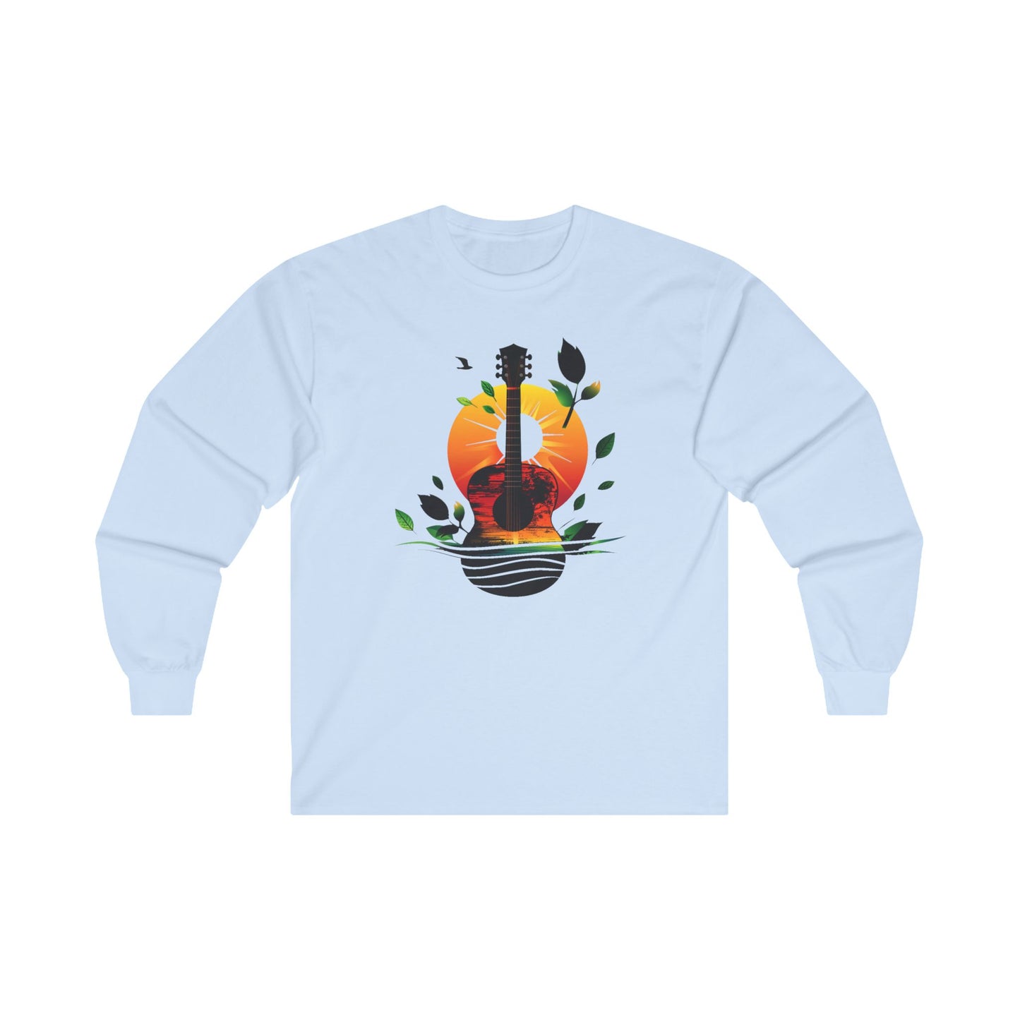 Guitar Sunset Unisex Ultra Cotton Long Sleeve Tee, Music Lover Gift, Festival Tee, Boyfriend Gift, Girlfriend Gift, Music Instrument, Guitar Lover Gift