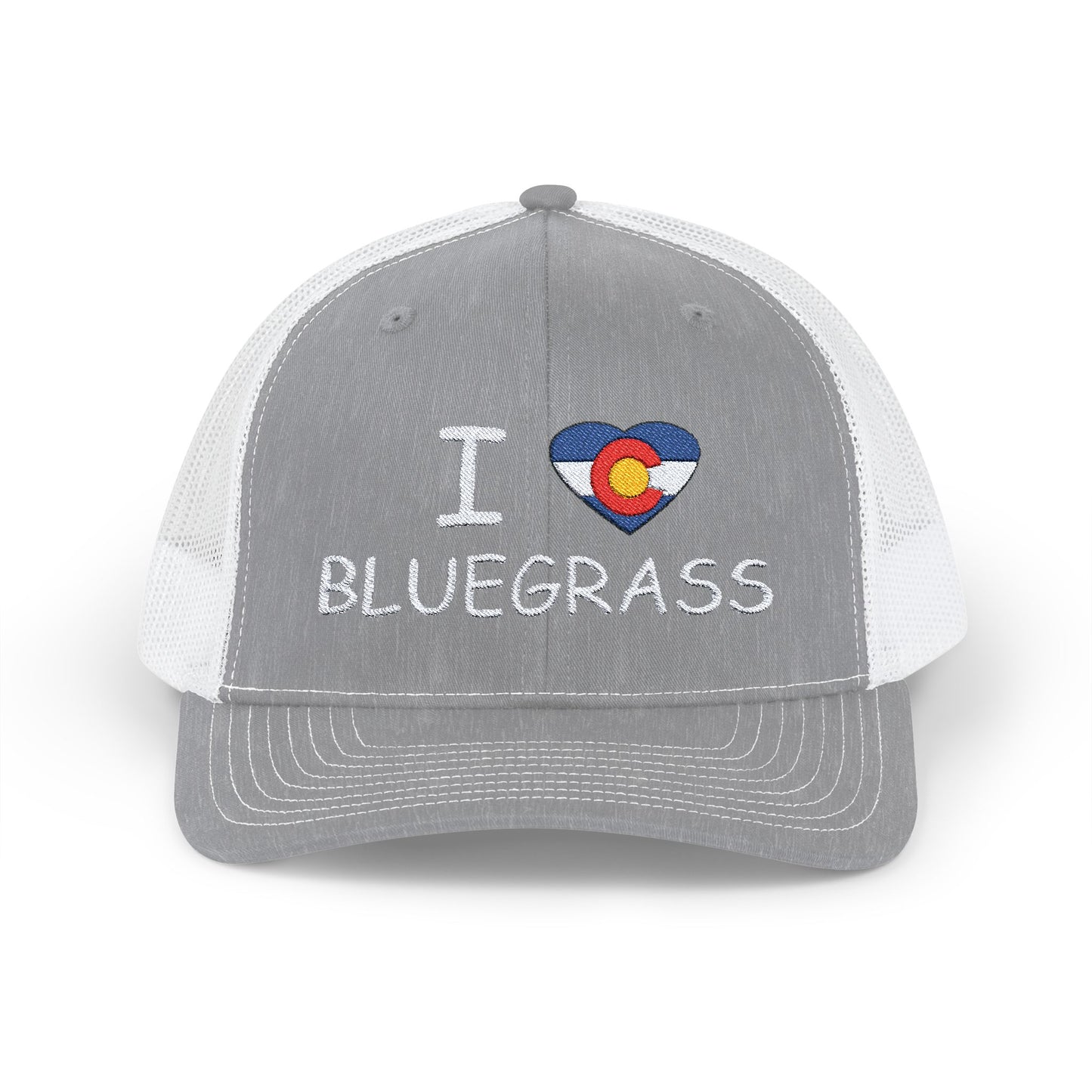 I Colorado Heart Bluegrass Embroidered Snapback Trucker Cap, Festival Hat