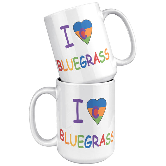I Colorado Heart Bluegrass Pride 15oz White Mug