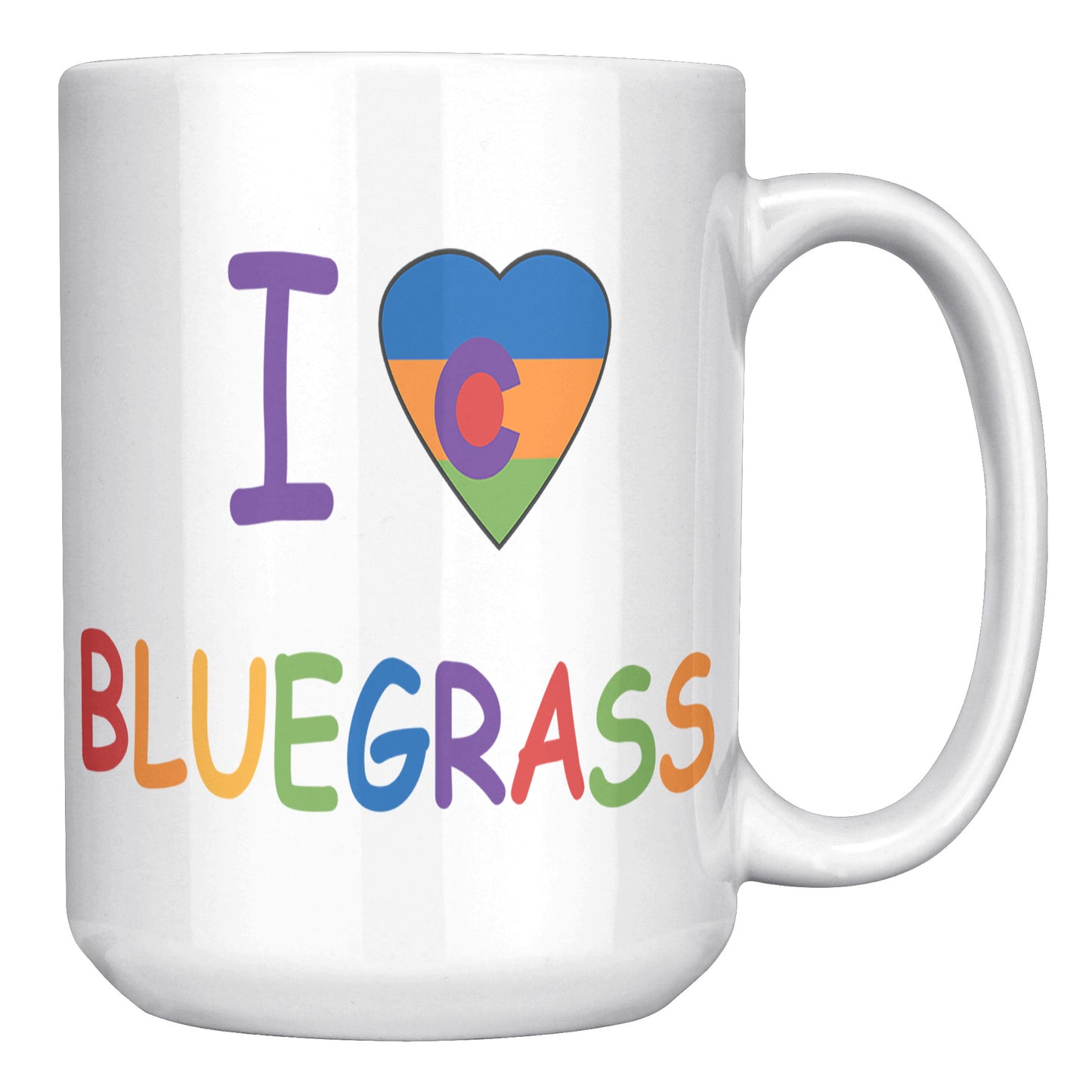 I Colorado Heart Bluegrass Pride 15oz White Mug