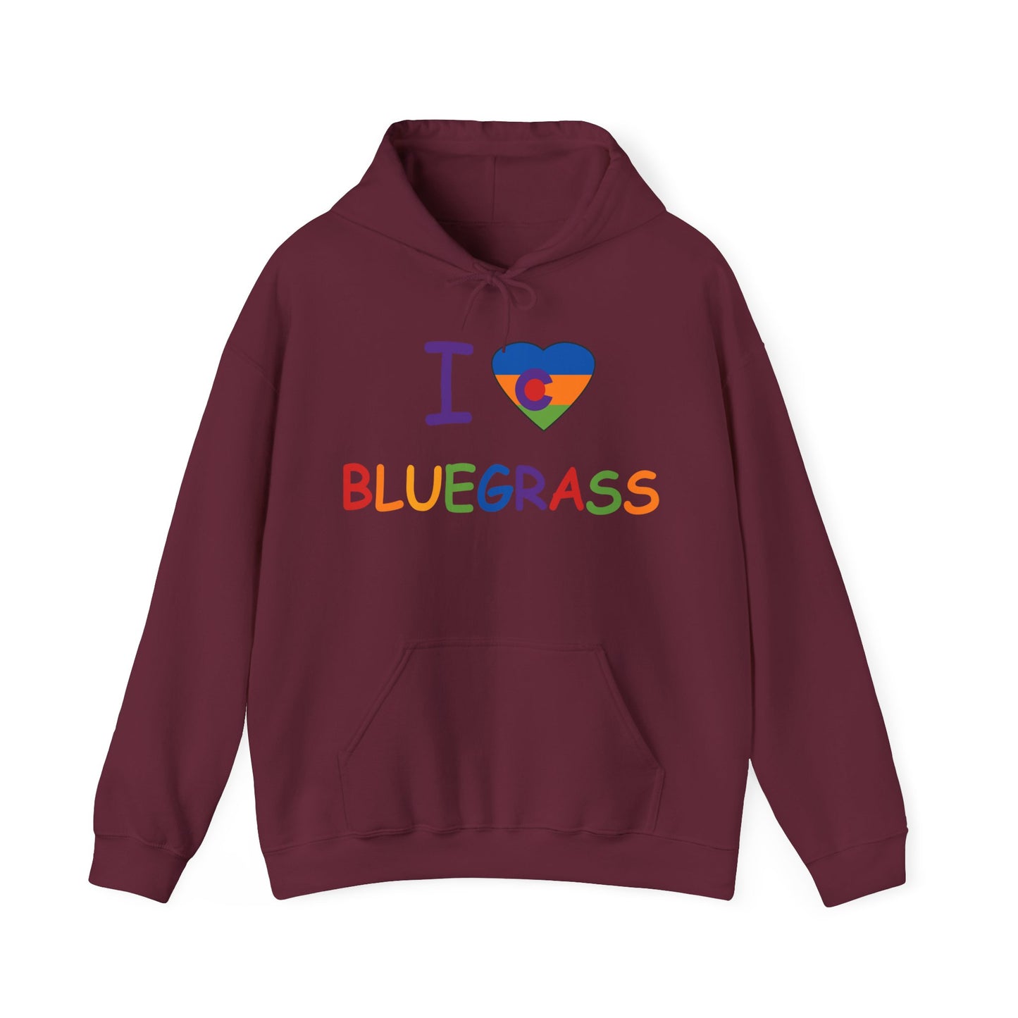 I Colorado Heart Bluegrass Pride Unisex Heavy Blend™ Hoodie Sweatshirt, Festival Hoodie, Bluegrass Music Lover Gift