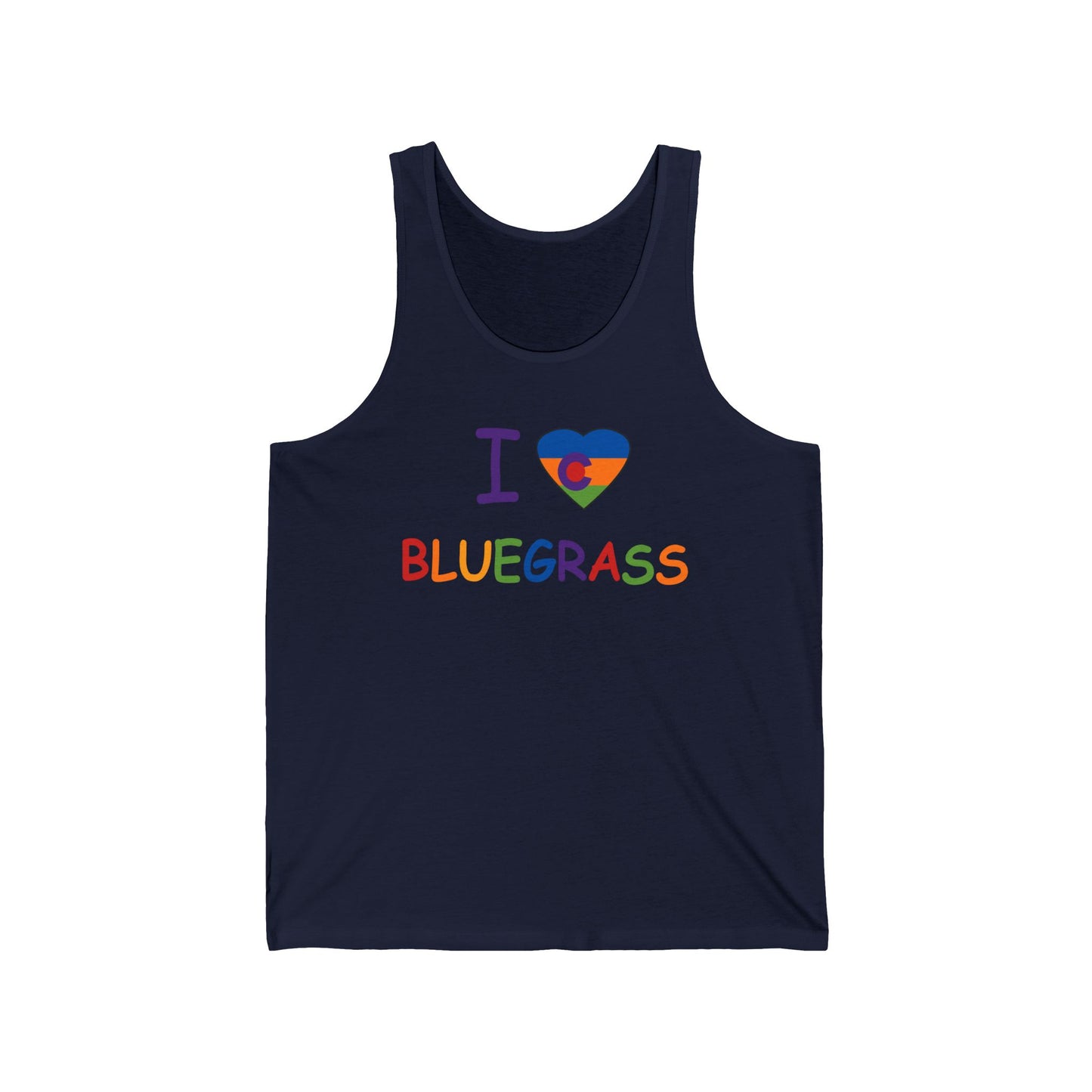 I Colorado Heart Bluegrass Pride Unisex Jersey Tank Top, Festival Tank, Bluegrass Music Lover Gift