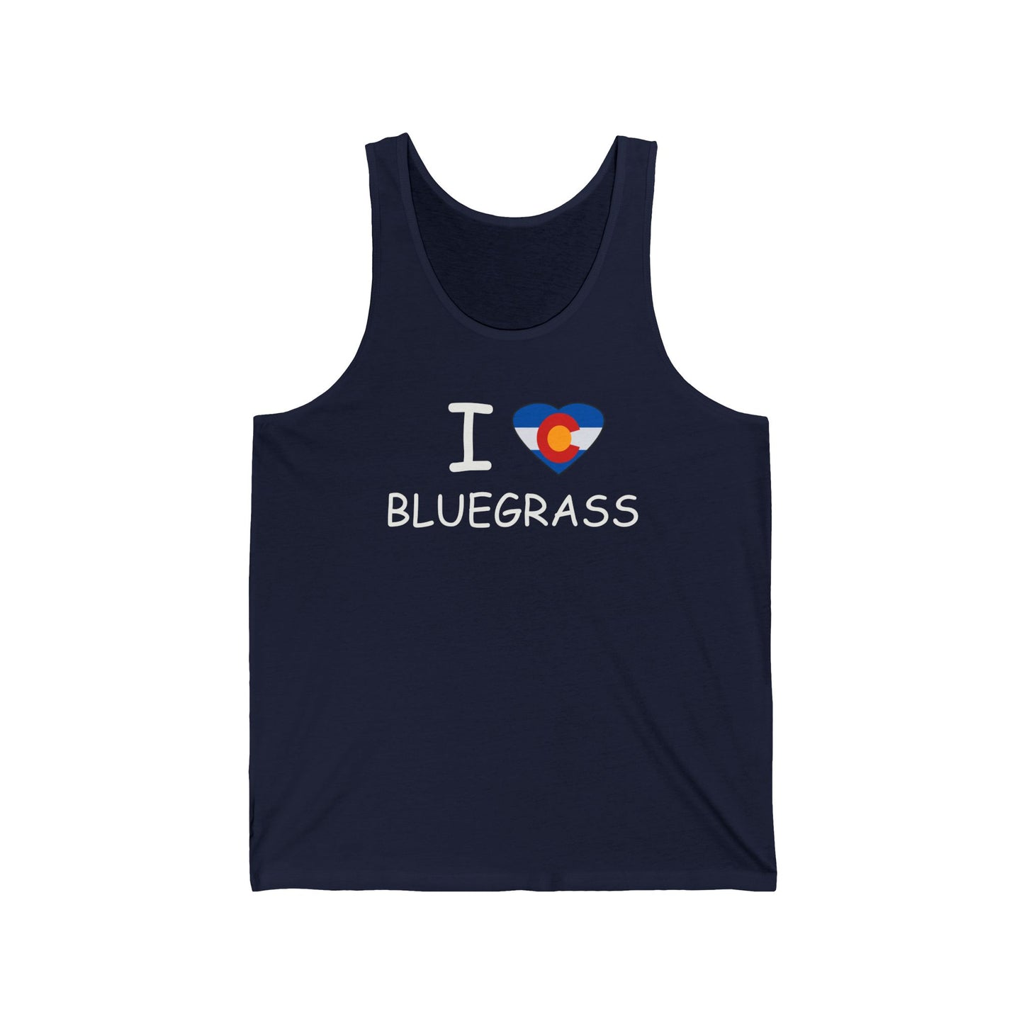 I Colorado Heart Bluegrass Unisex Jersey Tank Top, Festival Tank, Bluegrass Music Lover Gift