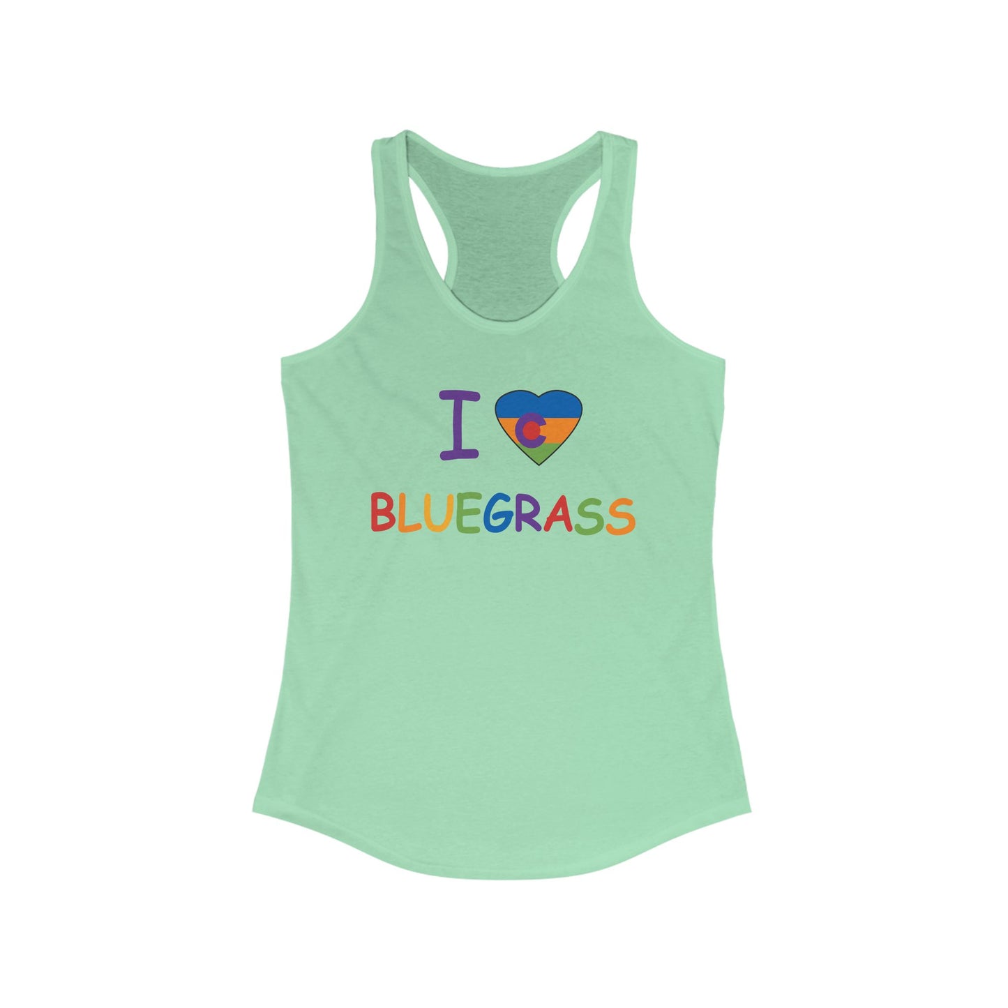 I Colorado Heart Love Bluegrass Pride Racerback Tank, Bluegrass Music Lover Gift