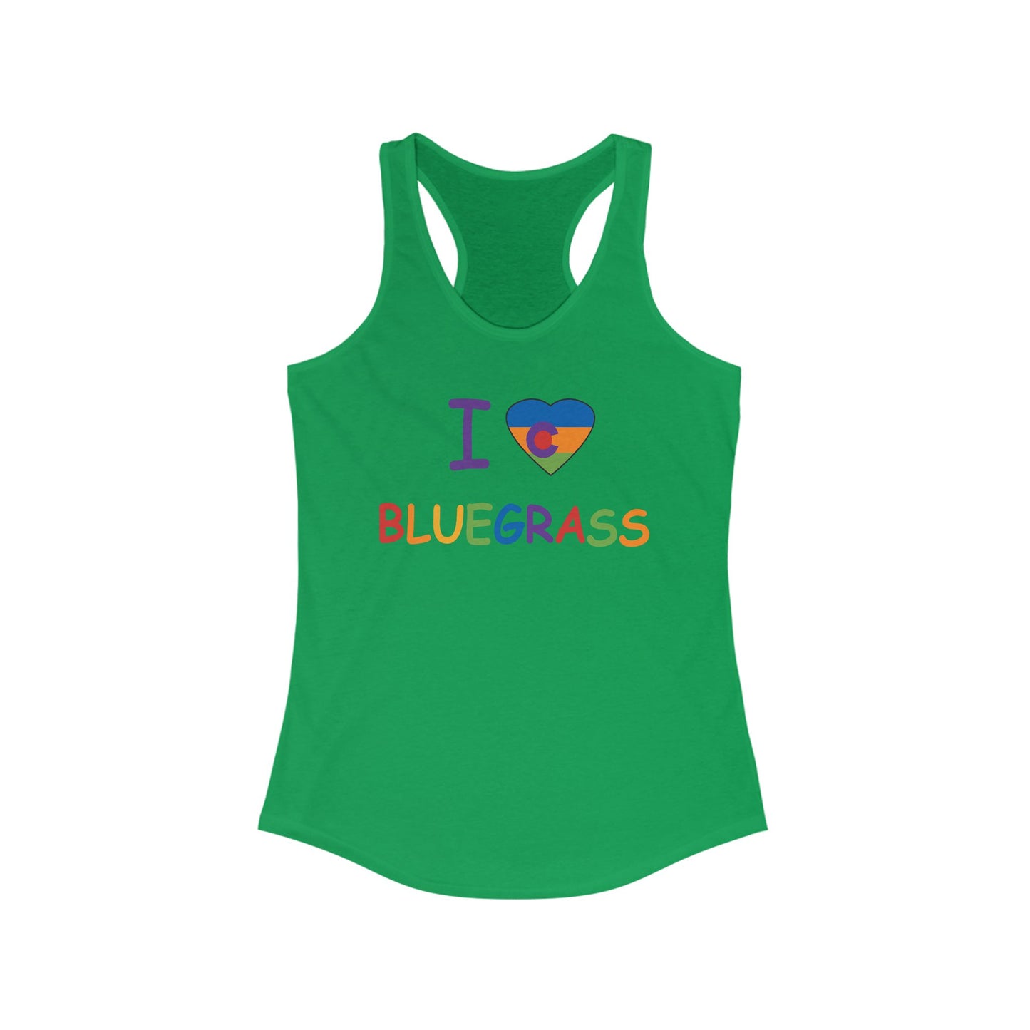 I Colorado Heart Love Bluegrass Pride Racerback Tank, Bluegrass Music Lover Gift