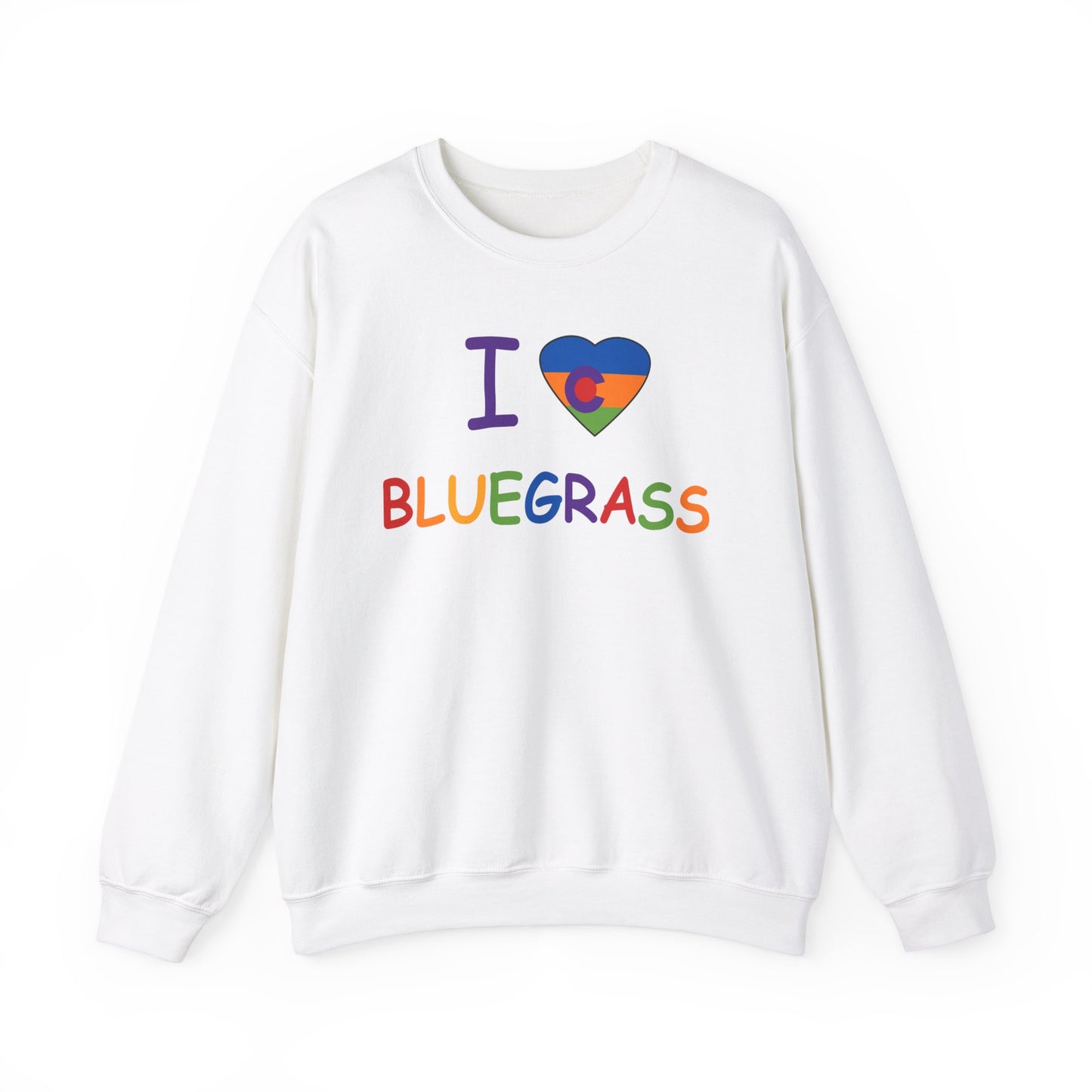 I Colorado Heart Love Bluegrass Pride Unisex Heavy Blend™ Crewneck Sweatshirt, Music Lover Gift, Festival Shirt
