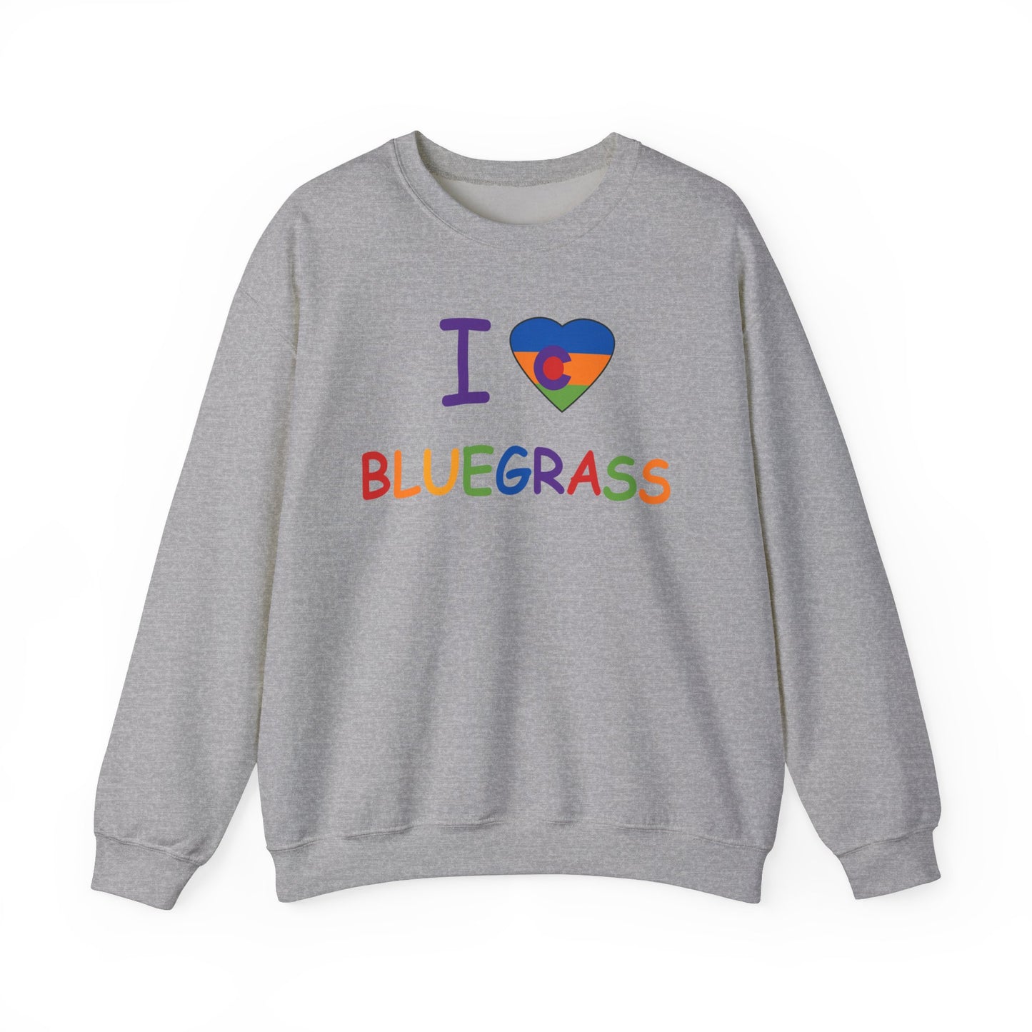 I Colorado Heart Love Bluegrass Pride Unisex Heavy Blend™ Crewneck Sweatshirt, Music Lover Gift, Festival Shirt
