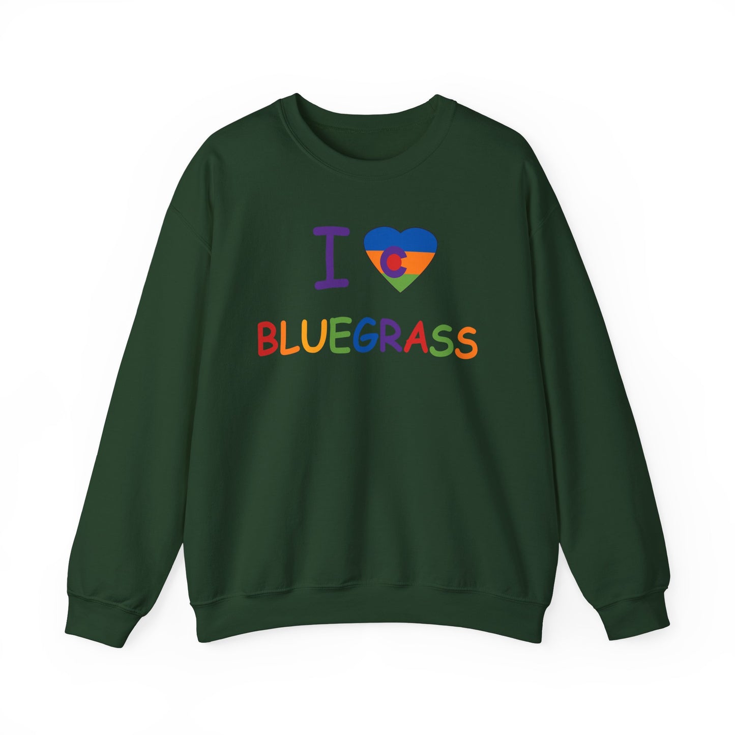I Colorado Heart Love Bluegrass Pride Unisex Heavy Blend™ Crewneck Sweatshirt, Music Lover Gift, Festival Shirt