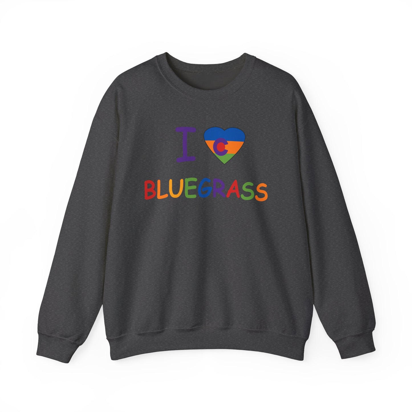 I Colorado Heart Love Bluegrass Pride Unisex Heavy Blend™ Crewneck Sweatshirt, Music Lover Gift, Festival Shirt