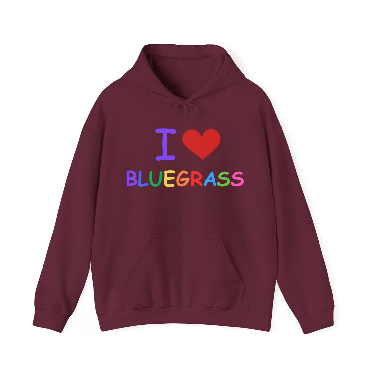 I Heart Bluegrass Pride Unisex Heavy Blend™ Hoodie Sweatshirt, Festival Hoodie, Bluegrass Music Lover Gift