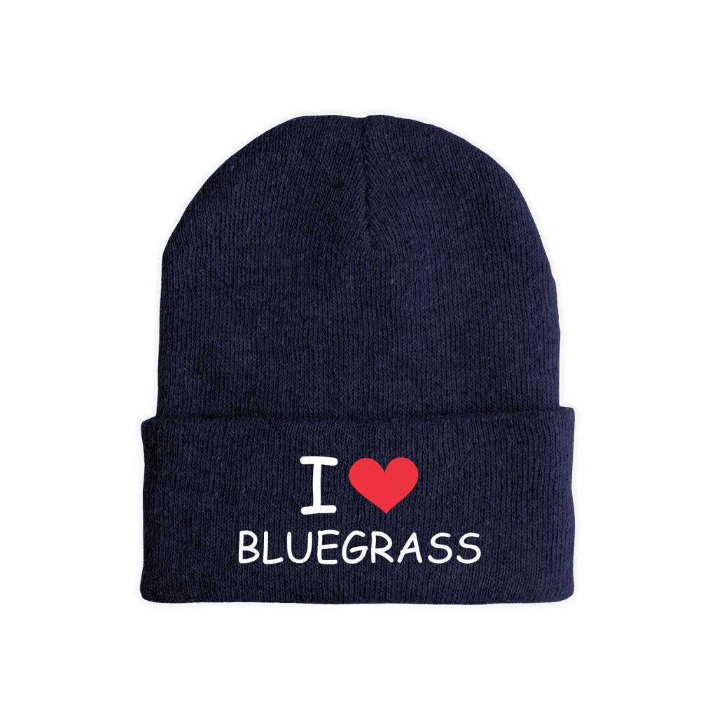 I Heart Love Bluegrass Beanie, Festival Stocking Cap
