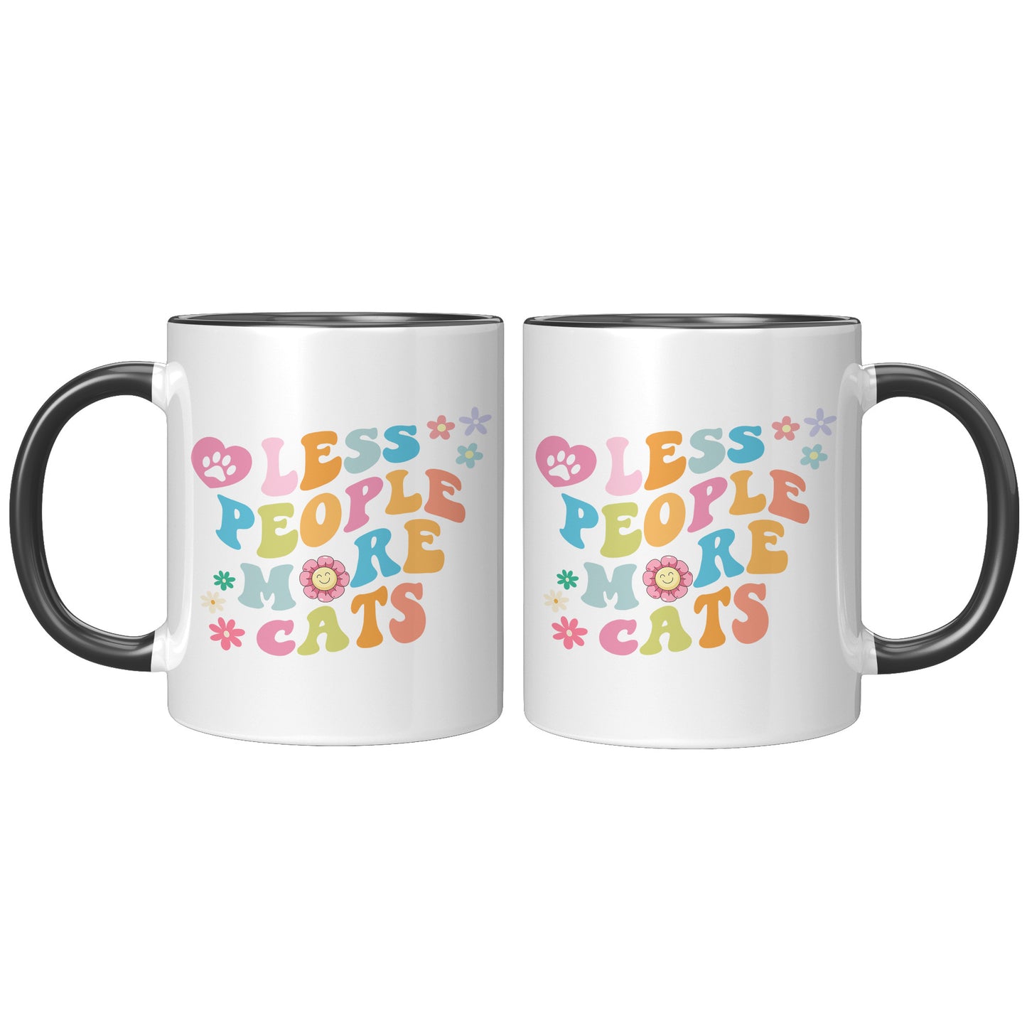 Less People More Cats 11oz Accent Mug, Coffee Drinker Gift, Cat Lover Gift, Funny Cat Coffee Mug