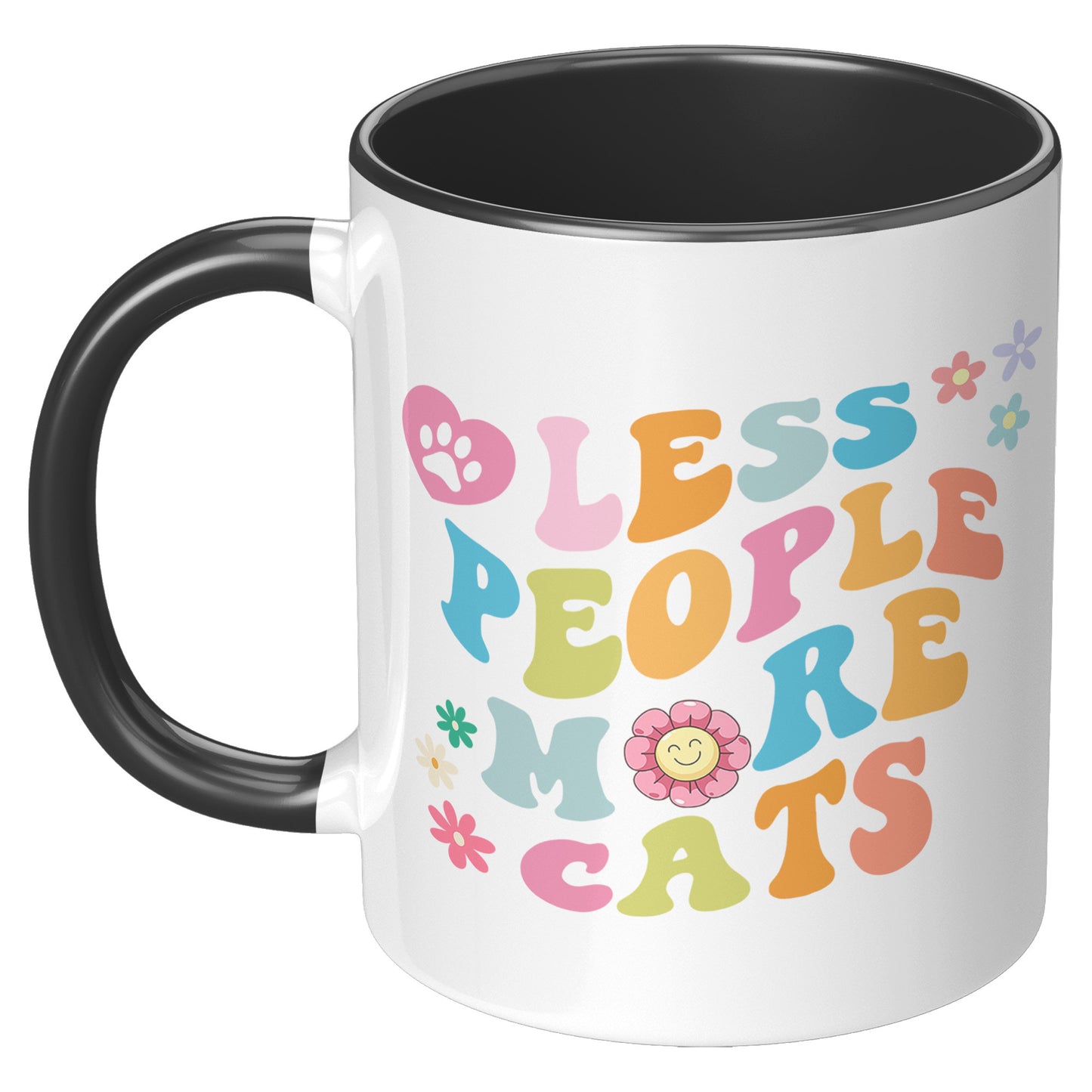 Less People More Cats 11oz Accent Mug, Coffee Drinker Gift, Cat Lover Gift, Funny Cat Coffee Mug