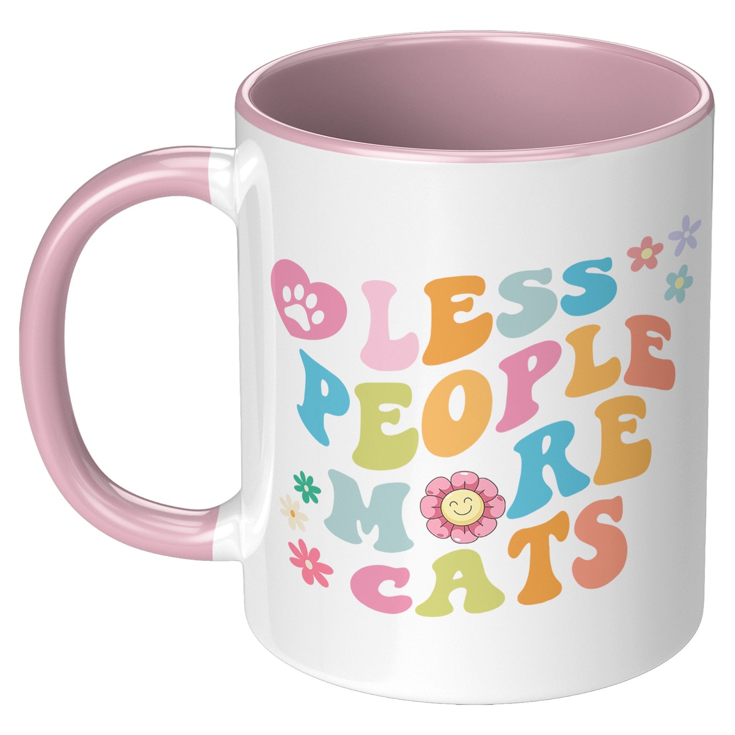 Less People More Cats 11oz Accent Mug, Coffee Drinker Gift, Cat Lover Gift, Funny Cat Coffee Mug