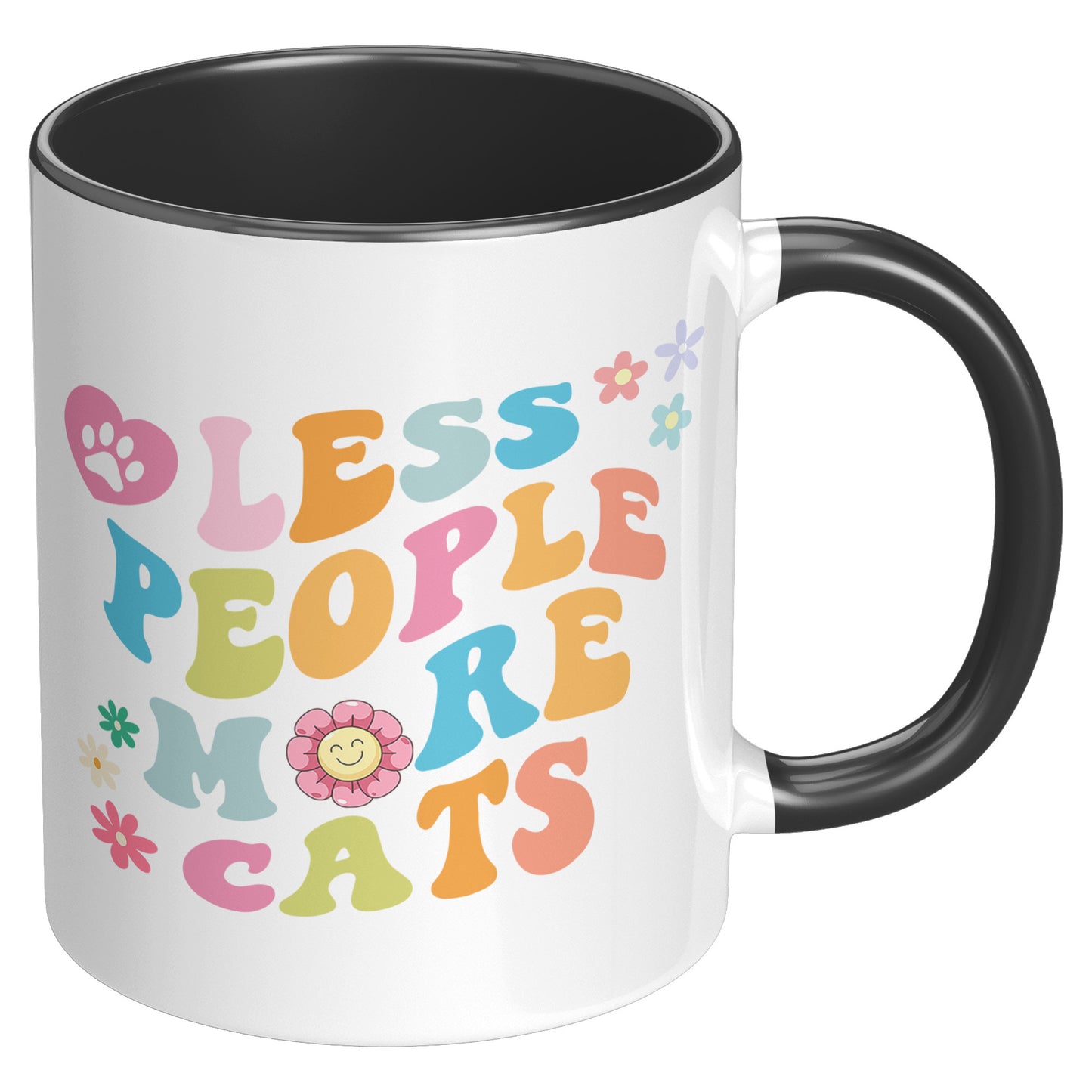 Less People More Cats 11oz Accent Mug, Coffee Drinker Gift, Cat Lover Gift, Funny Cat Coffee Mug