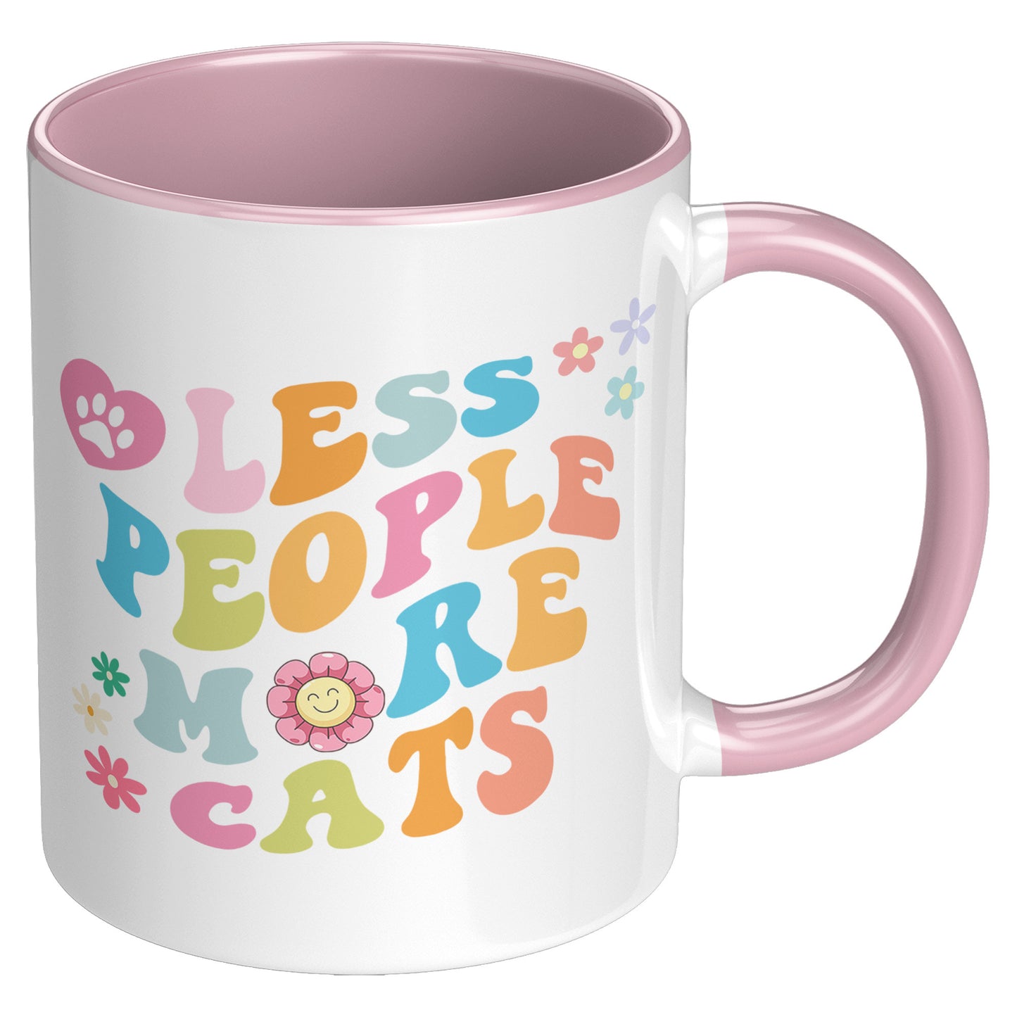 Less People More Cats 11oz Accent Mug, Coffee Drinker Gift, Cat Lover Gift, Funny Cat Coffee Mug