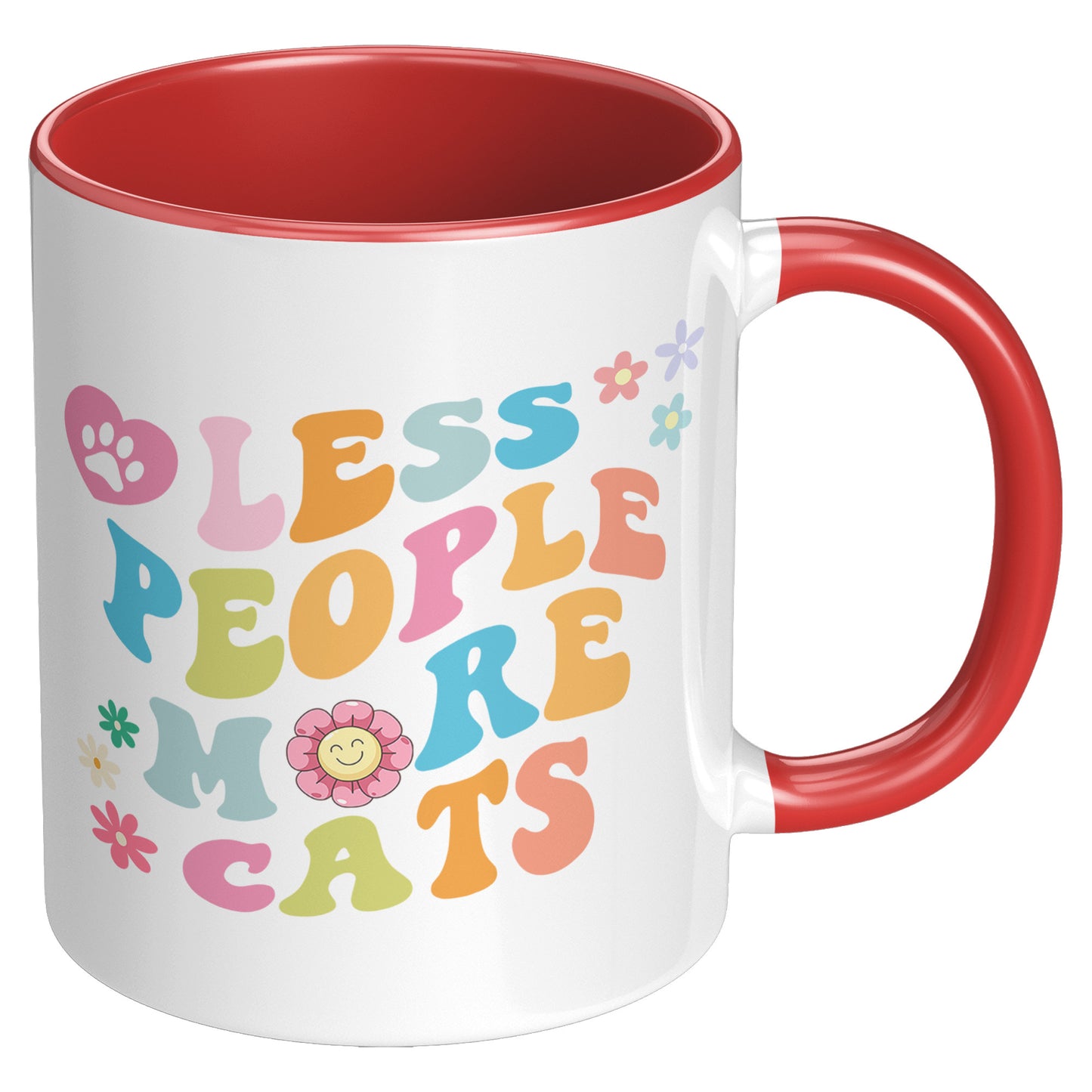 Less People More Cats 11oz Accent Mug, Coffee Drinker Gift, Cat Lover Gift, Funny Cat Coffee Mug