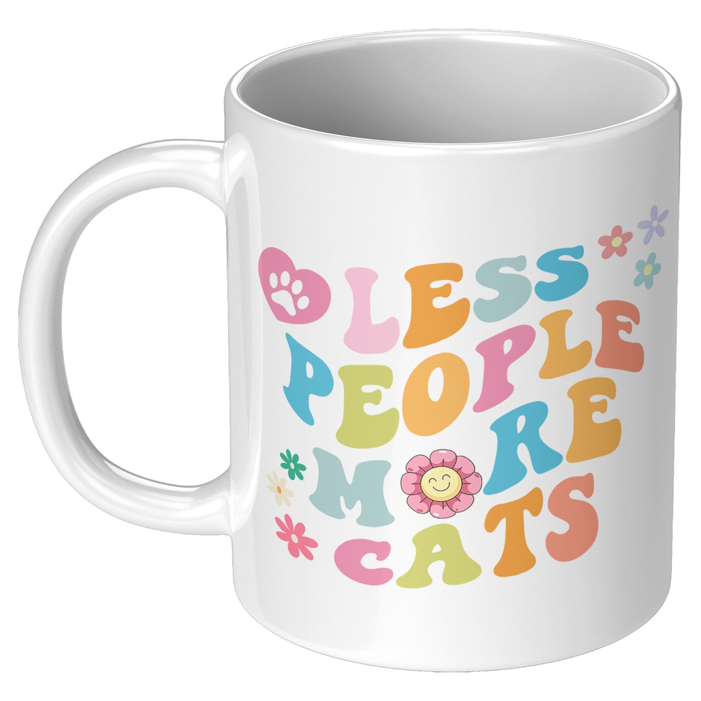 Less People More Cats 11oz Mug, Coffee Drinker Gift, Cat Lover Gift, Funny Cat Coffee Mug