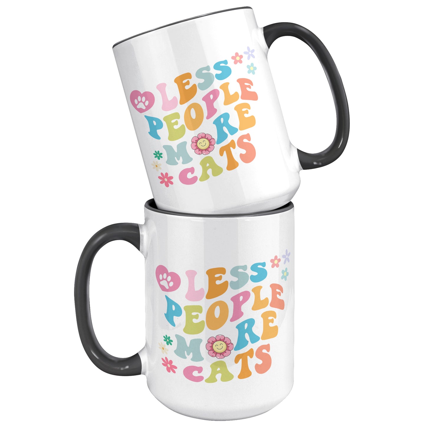 Less People More Cats 15oz Accent Mug, Coffee Drinker Gift, Cat Lover Gift, Funny Cat Coffee Mug