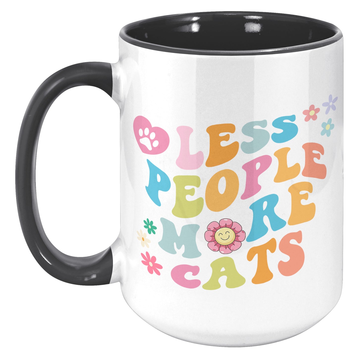 Less People More Cats 15oz Accent Mug, Coffee Drinker Gift, Cat Lover Gift, Funny Cat Coffee Mug