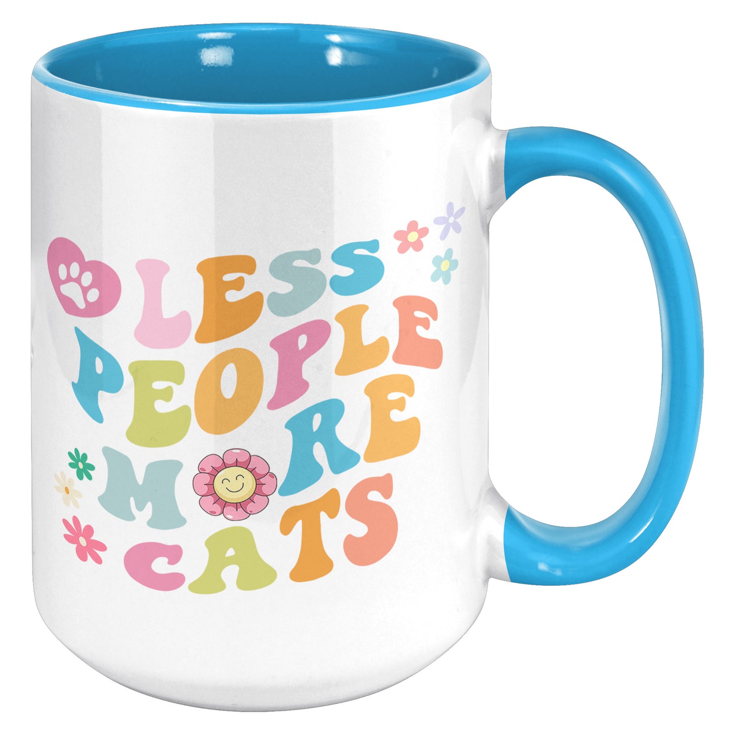 Less People More Cats 15oz Accent Mug, Coffee Drinker Gift, Cat Lover Gift, Funny Cat Coffee Mug