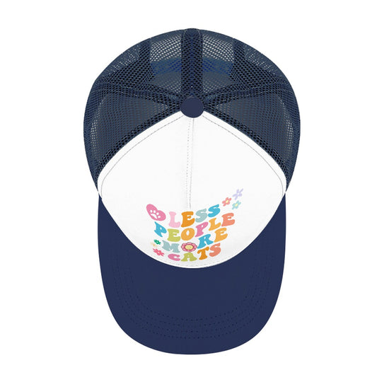 Less People More Cats Blue Foam Trucker Hat