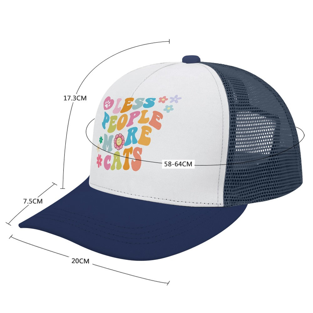 Less People More Cats Blue Foam Trucker Hat