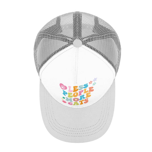 Less People More Cats Gray Foam Trucker Hat