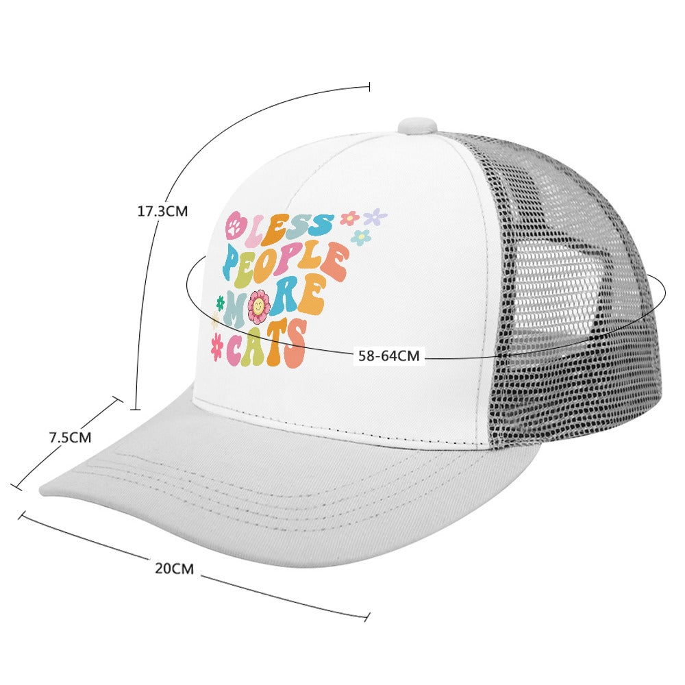 Less People More Cats Gray Foam Trucker Hat
