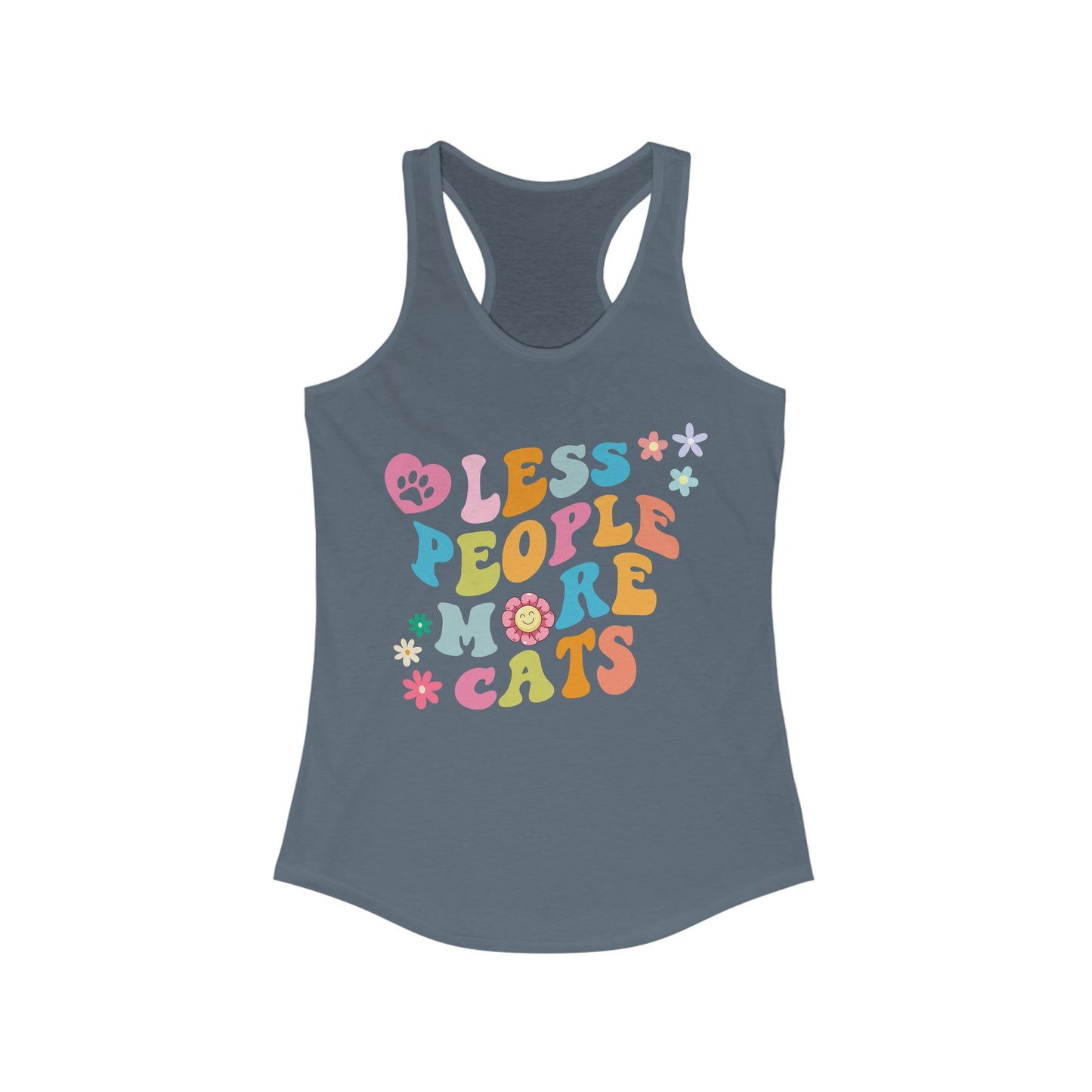 Less People More Cats Racerback Tank, Funny Cat Shirt, Cat Lover Gift, Cat Tank Top, Cats, Boyfriend Gift, Girlfriend Gift, Mom Gift, Dad Gift, Women's Ideal Racerback Tank