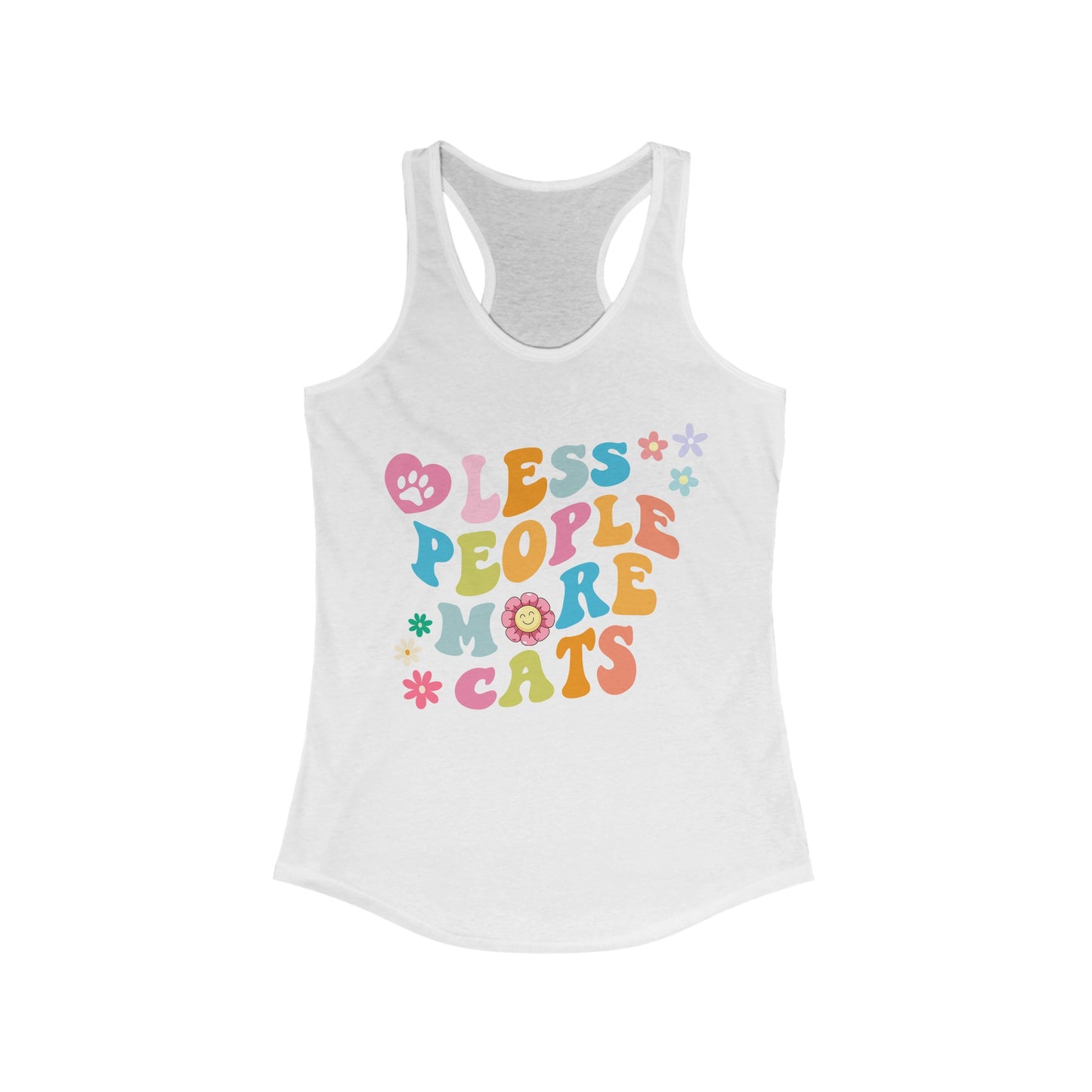 Less People More Cats Racerback Tank, Funny Cat Shirt, Cat Lover Gift, Cat Tank Top, Cats, Boyfriend Gift, Girlfriend Gift, Mom Gift, Dad Gift, Women's Ideal Racerback Tank