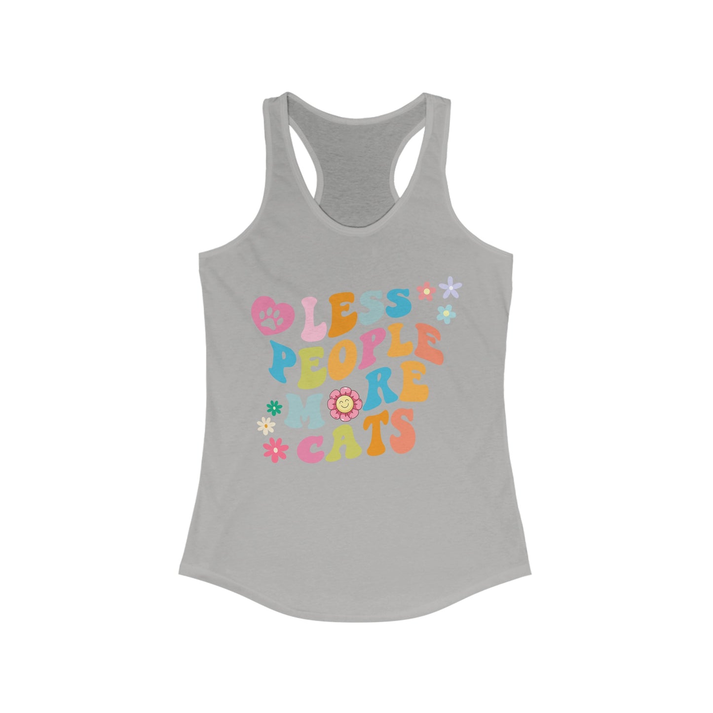 Less People More Cats Racerback Tank, Funny Cat Shirt, Cat Lover Gift, Cat Tank Top, Cats, Boyfriend Gift, Girlfriend Gift, Mom Gift, Dad Gift, Women's Ideal Racerback Tank
