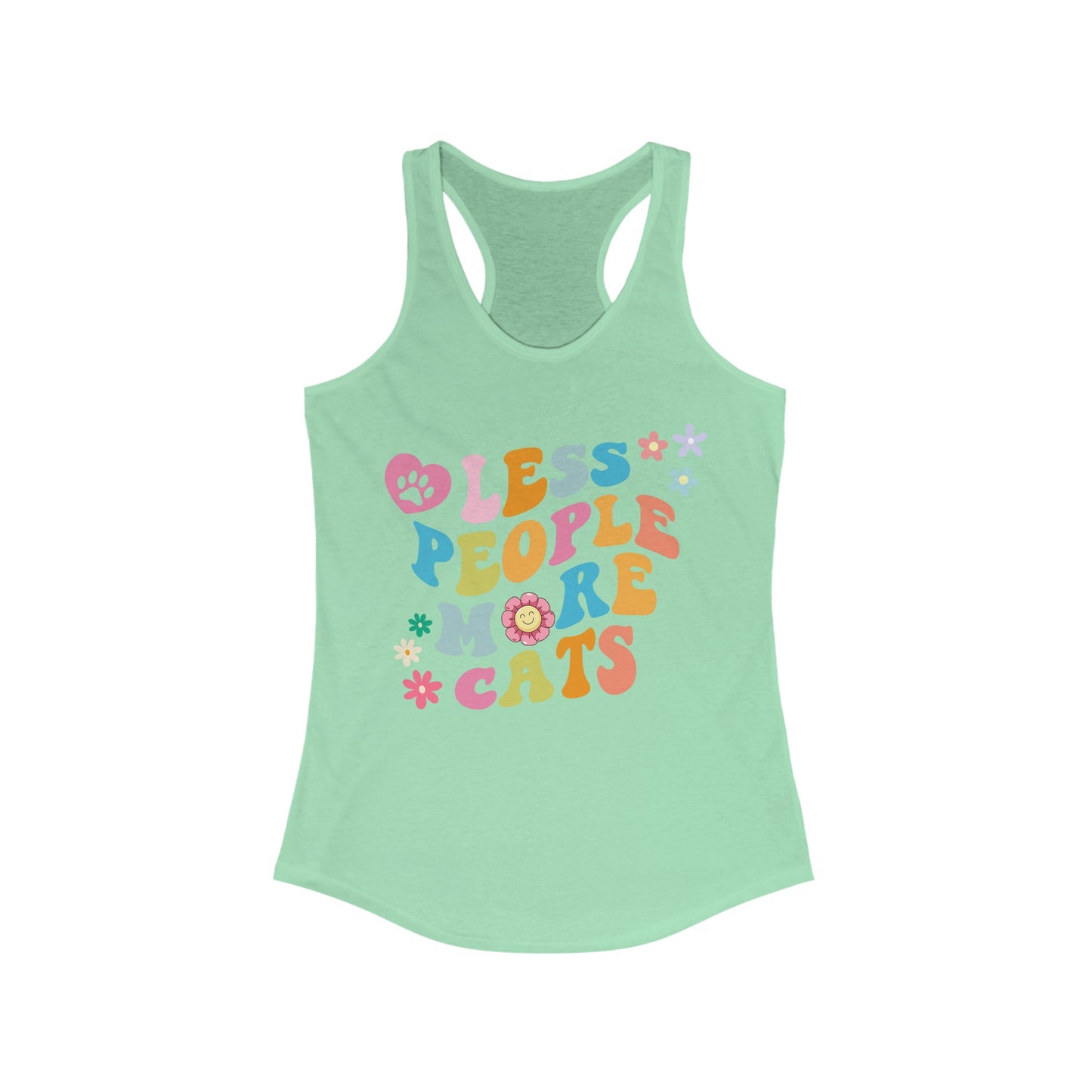 Less People More Cats Racerback Tank, Funny Cat Shirt, Cat Lover Gift, Cat Tank Top, Cats, Boyfriend Gift, Girlfriend Gift, Mom Gift, Dad Gift, Women's Ideal Racerback Tank
