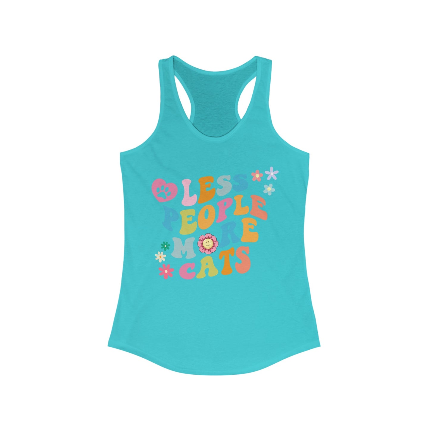 Less People More Cats Racerback Tank, Funny Cat Shirt, Cat Lover Gift, Cat Tank Top, Cats, Boyfriend Gift, Girlfriend Gift, Mom Gift, Dad Gift, Women's Ideal Racerback Tank