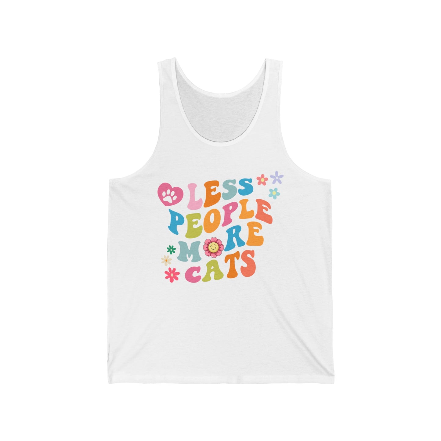 Less People More Cats Unisex Jersey Tank , Funny Cat Shirt, Cat Lover Gift, Cat Tank Top, Cats, Boyfriend Gift, Girlfriend Gift, Mom Gift, Dad Gift