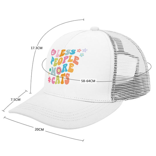 Less People More Cats White Foam Trucker Hat