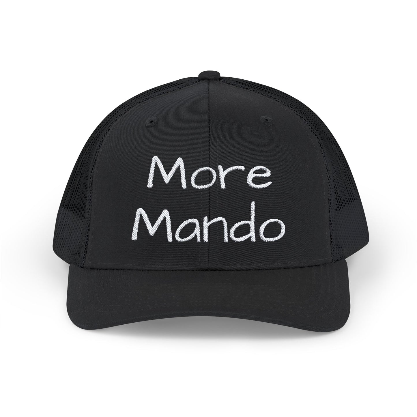 More Mando Snapback Embroidered Trucker Cap, Mandolin Player Gift, Festival Hat, Bluegrass