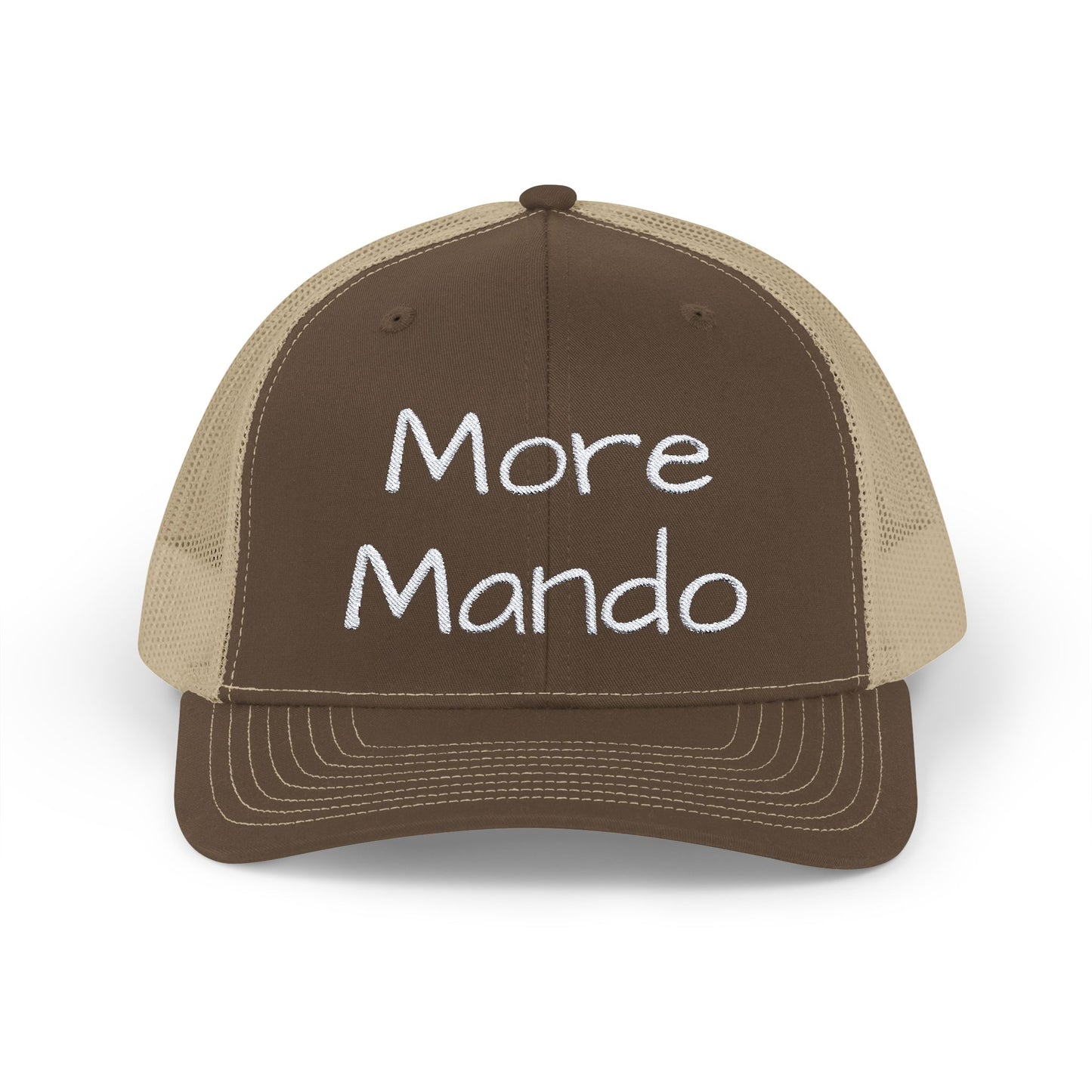 More Mando Snapback Embroidered Trucker Cap, Mandolin Player Gift, Festival Hat, Bluegrass