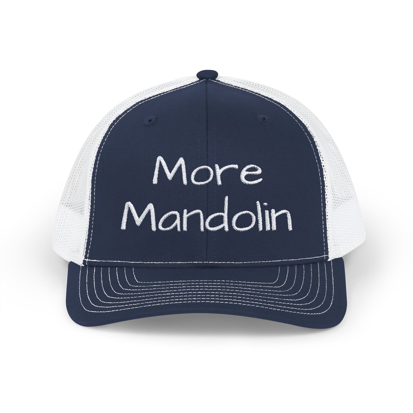 More Mandolin Snapback Embroidered Trucker Cap, Mandolin Lover Gift, Festival Hat, Bluegrass