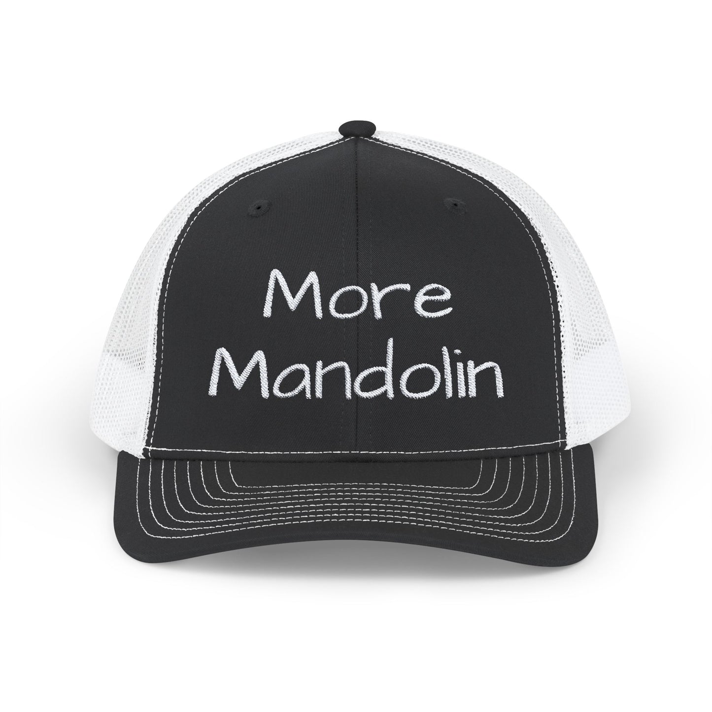 More Mandolin Snapback Embroidered Trucker Cap, Mandolin Lover Gift, Festival Hat, Bluegrass