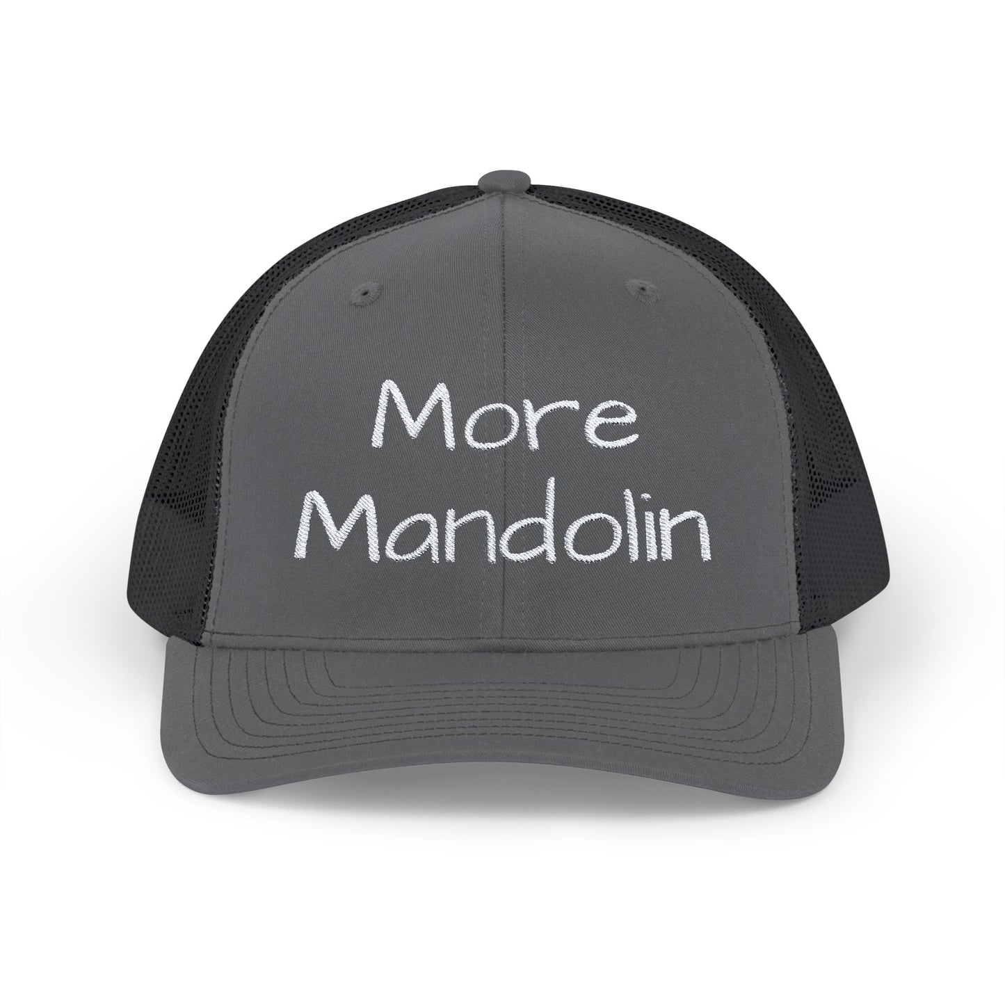 More Mandolin Snapback Embroidered Trucker Cap, Mandolin Lover Gift, Festival Hat, Bluegrass