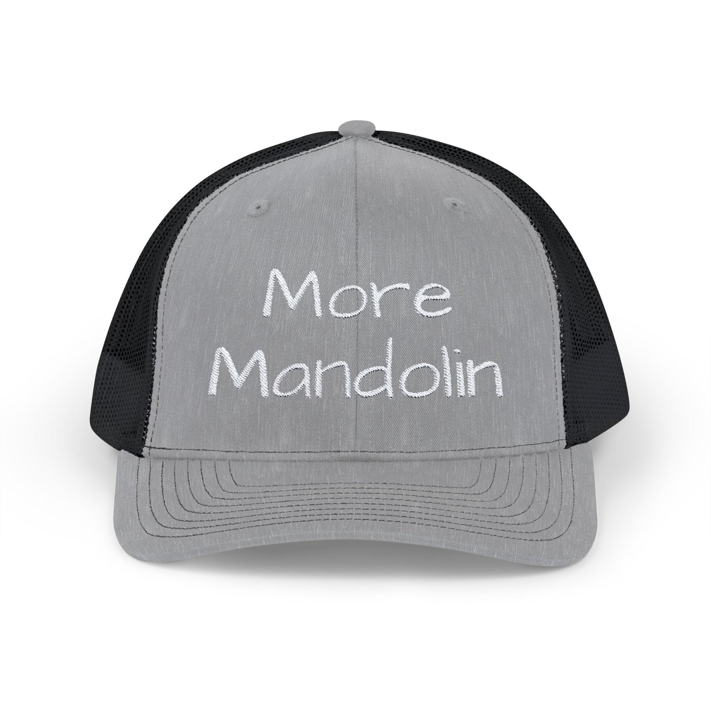 More Mandolin Snapback Embroidered Trucker Cap, Mandolin Lover Gift, Festival Hat, Bluegrass