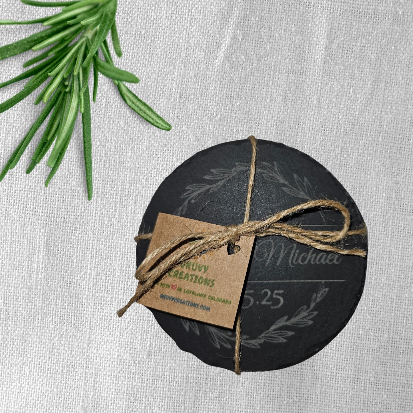 Personalized Slate Coasters With Date 4 Pack, Wedding Gifts, Custom House Warming Gift, Drink Coasters