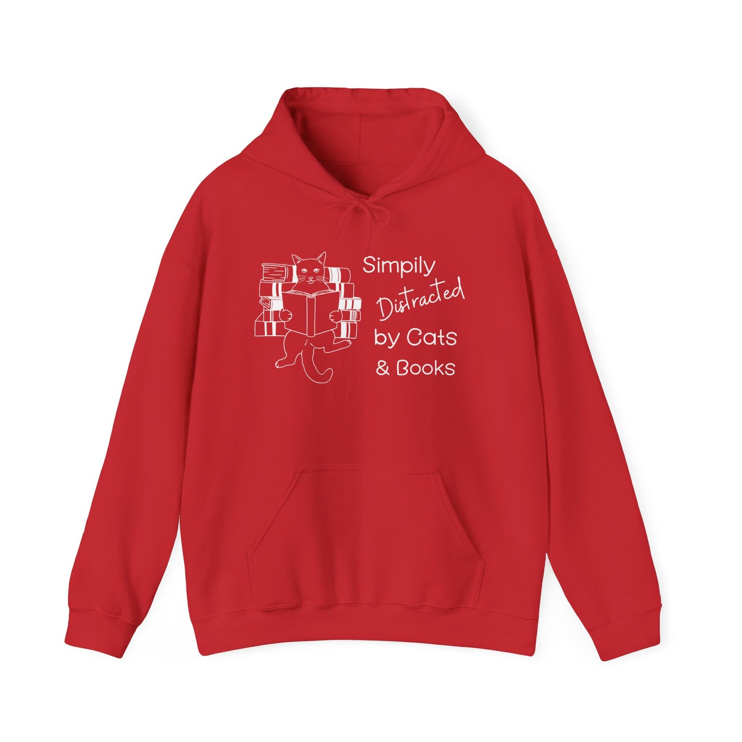 Simply Distracted By Cats And Books Unisex Heavy Blend™ Hoodie Sweatshirt, Cat Lover Shirt, Book Lover Gift, Funny Cat Shirt, Cat Lover Gift, Reading T-Shirt, Cats, Books, Cat Tee, Cat Mom,