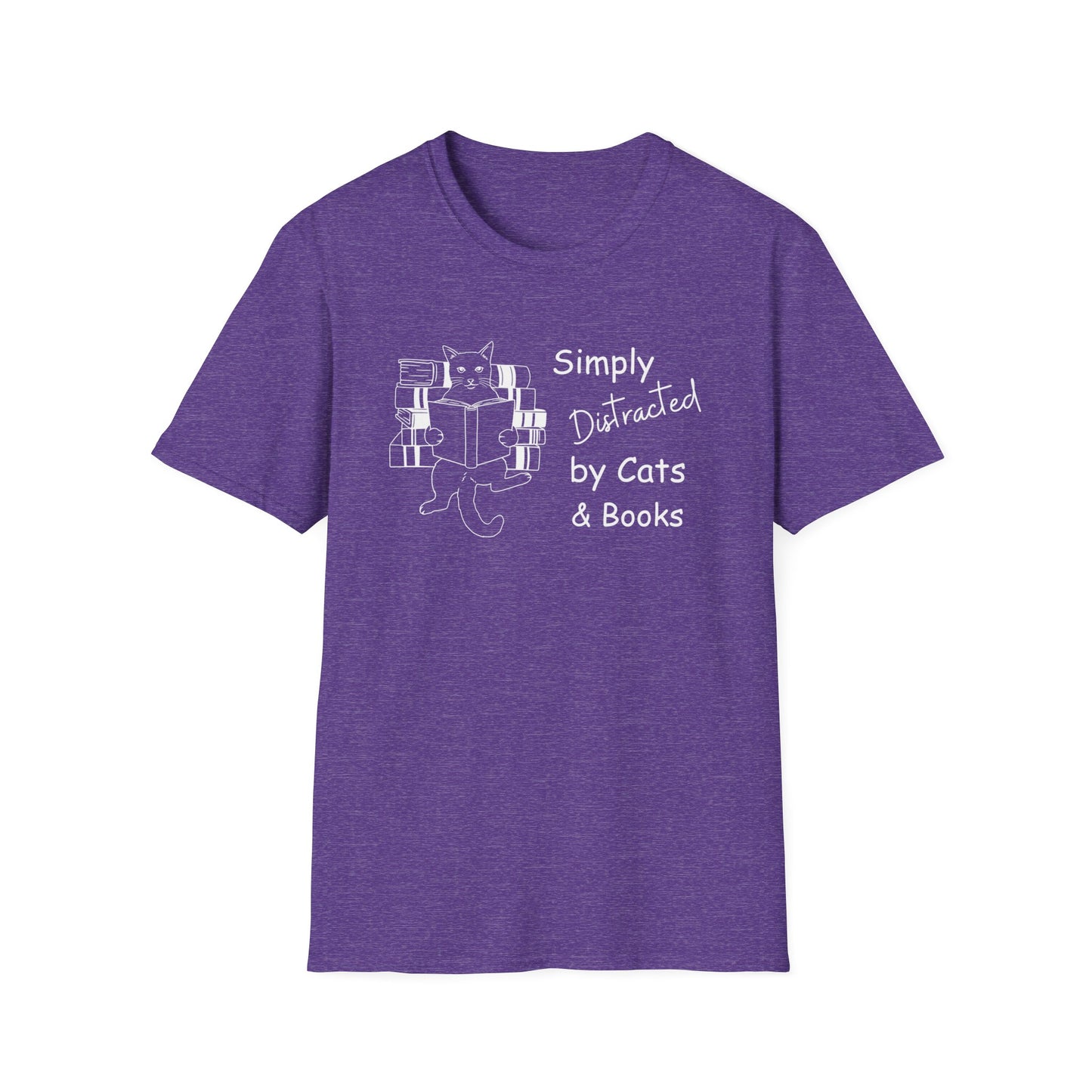 Simply Distracted By Cats & Books T-shirt, Momma Cat Shirt, Funny Cat Shirt