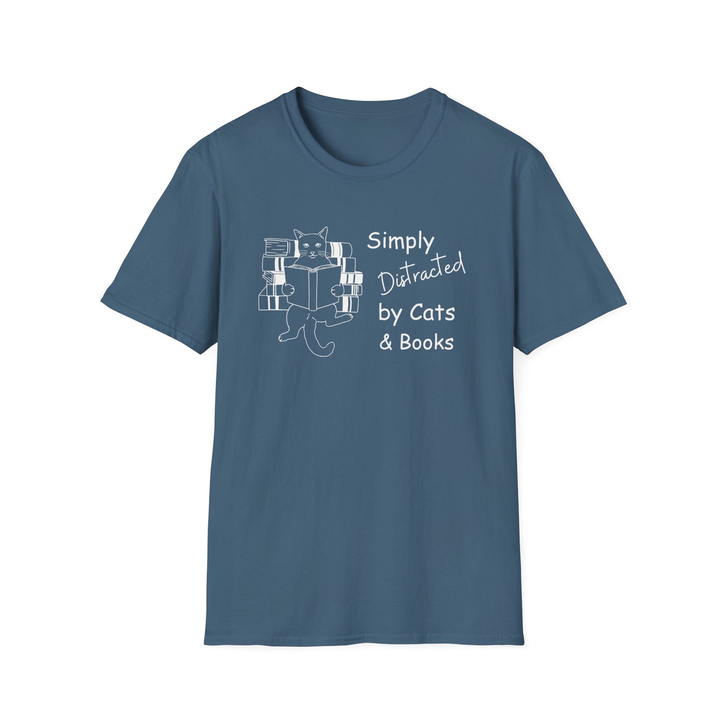Simply Distracted By Cats & Books T-shirt, Momma Cat Shirt, Funny Cat Shirt