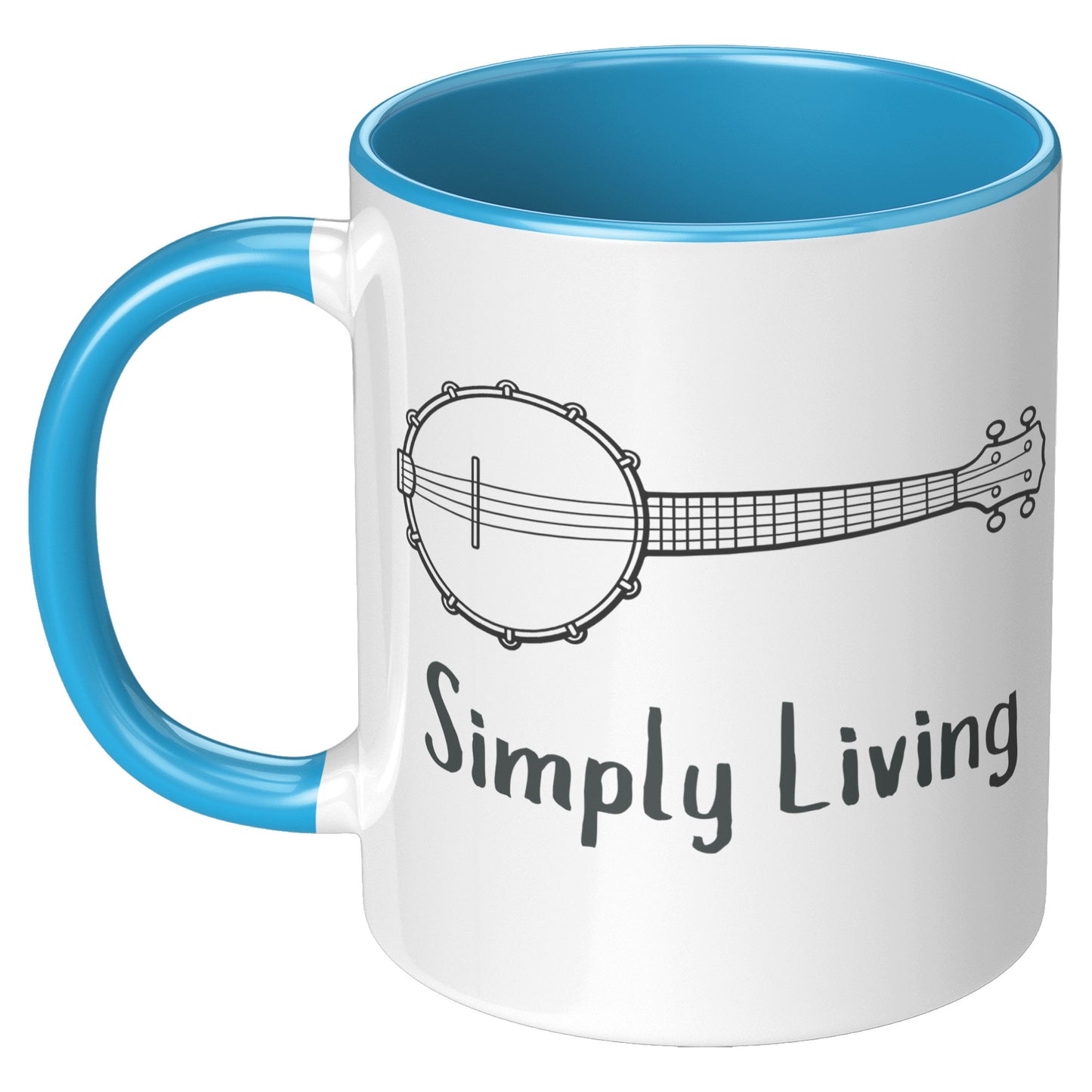 Simply Living Banjo 11oz Accent Mug, Banjo Player Gift, Banjo Lover Gift