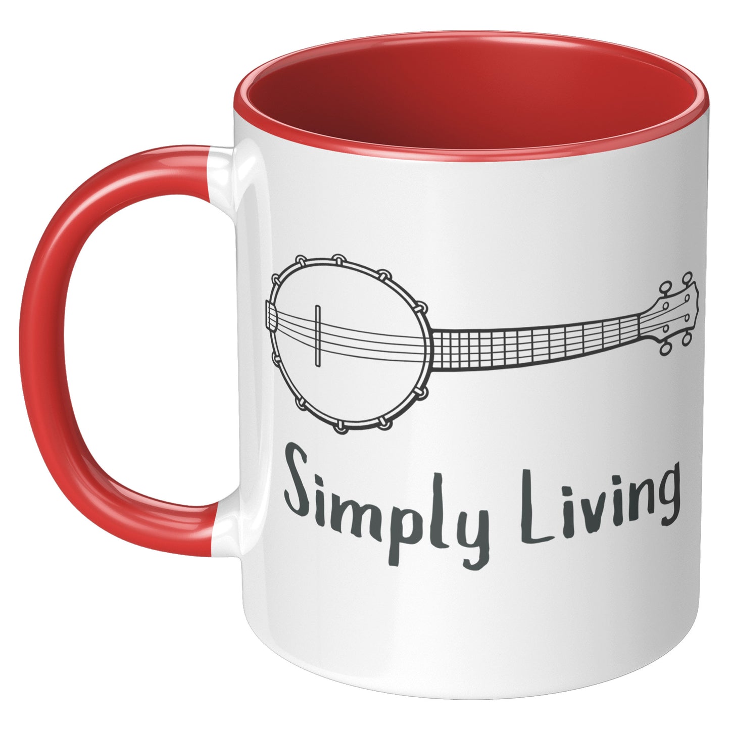 Simply Living Banjo 11oz Accent Mug, Banjo Player Gift, Banjo Lover Gift