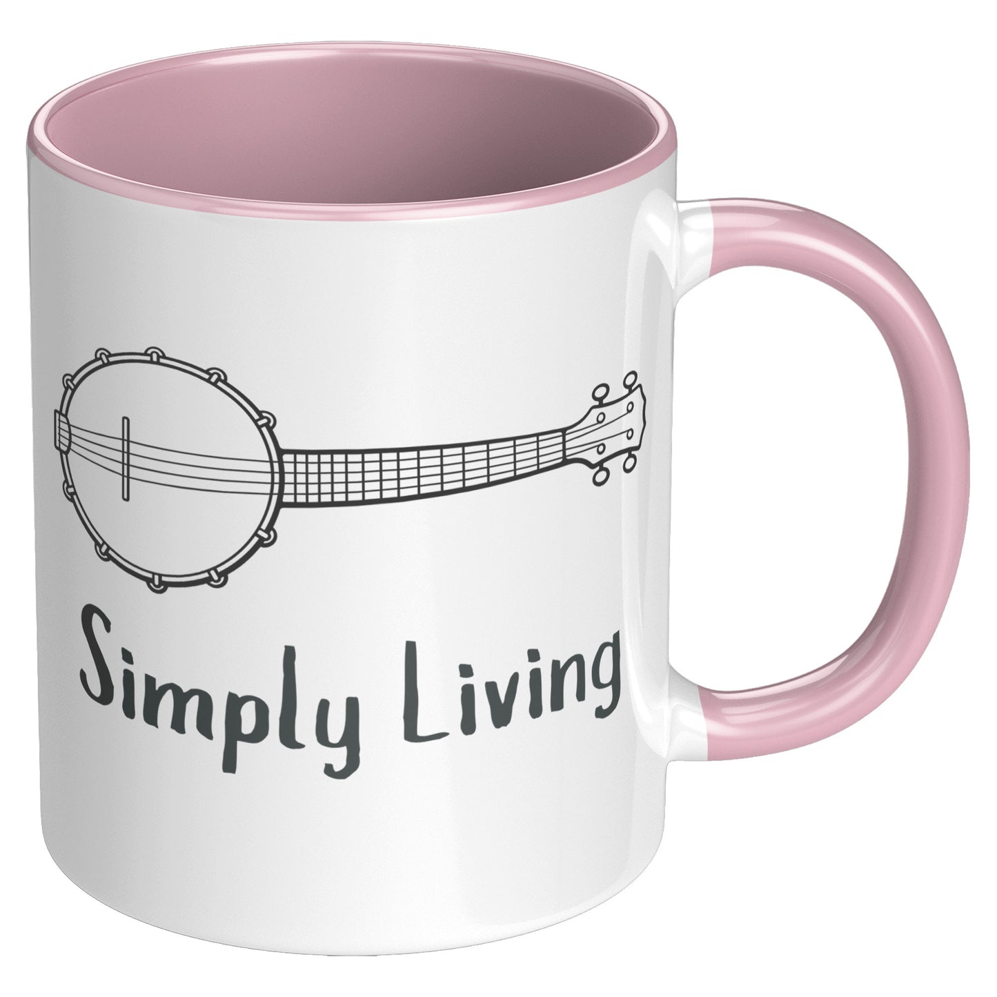 Simply Living Banjo 11oz Accent Mug, Banjo Player Gift, Banjo Lover Gift