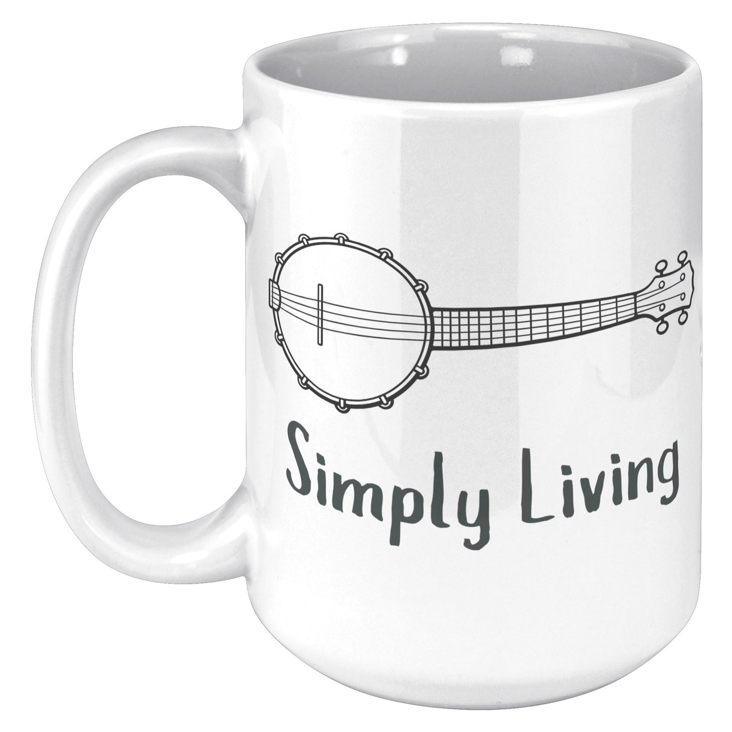 Simply Living Banjo 15oz Mug, Banjo Player Gift, Banjo Lover Gift